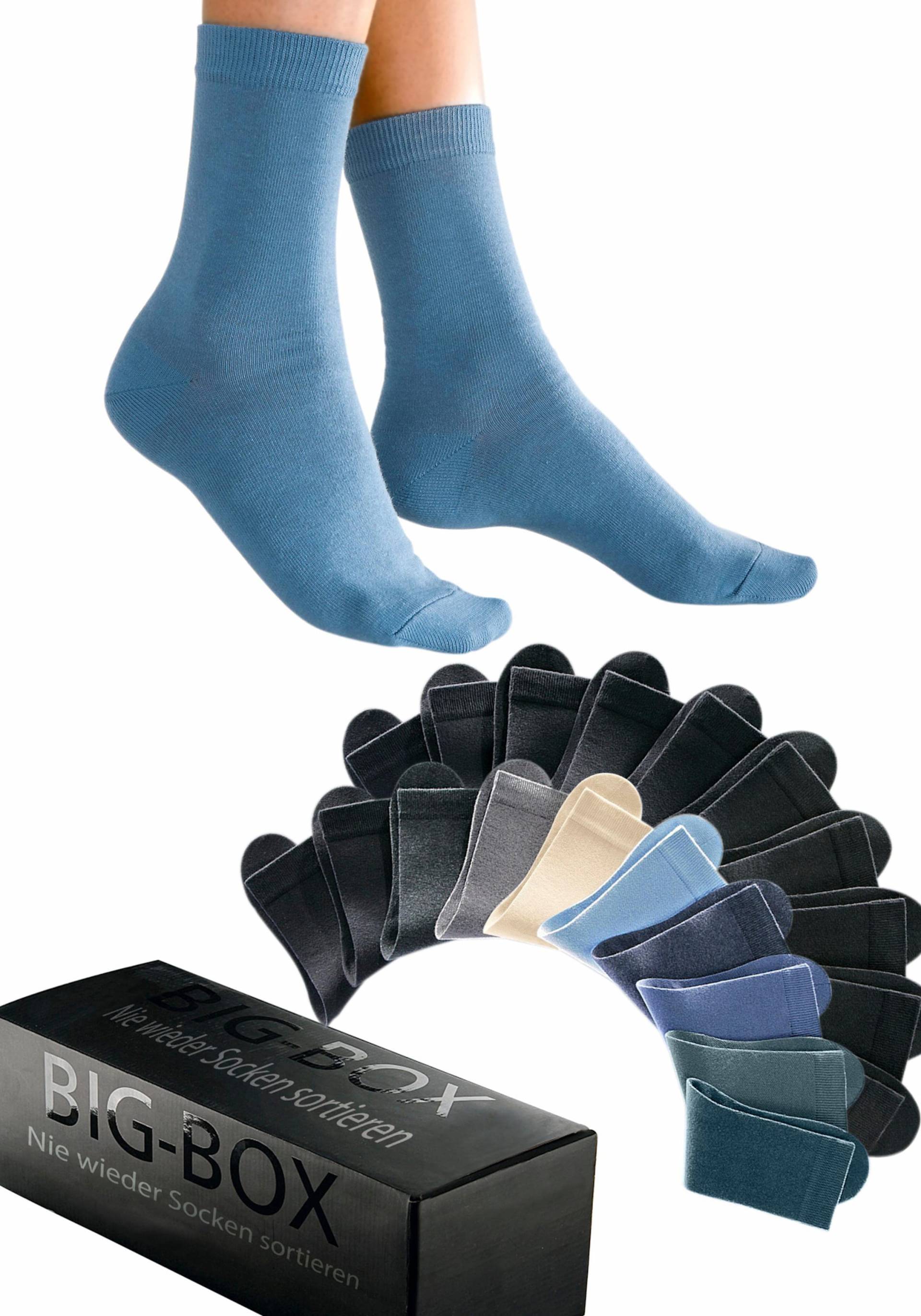 Basicsocken in 6x blau, 1x beige, 1x grau, 1x anthrazit, 11x schwarz von Go in