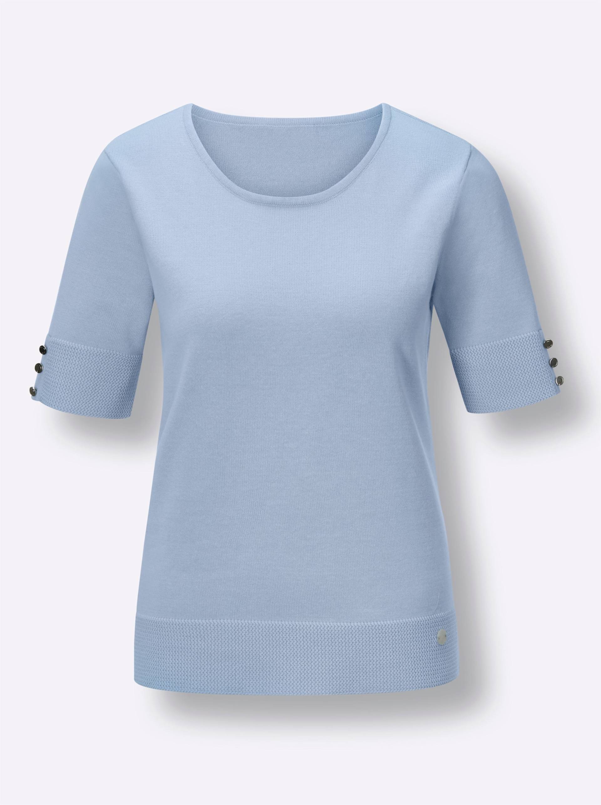 Baumwoll-Pullover in eisblau von CREATION L PREMIUM