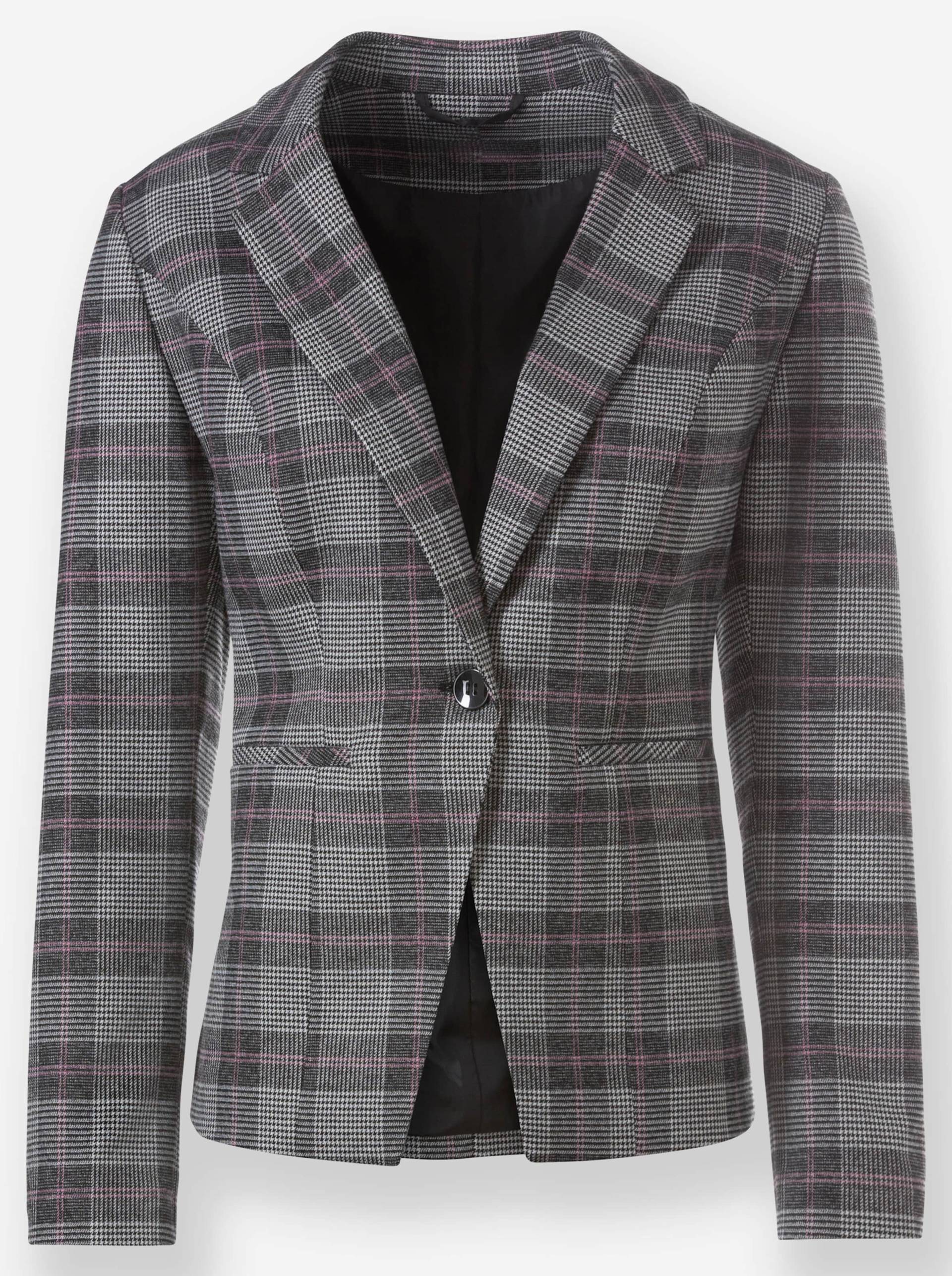 Blazer in anthrazit-pink-kariert von heine