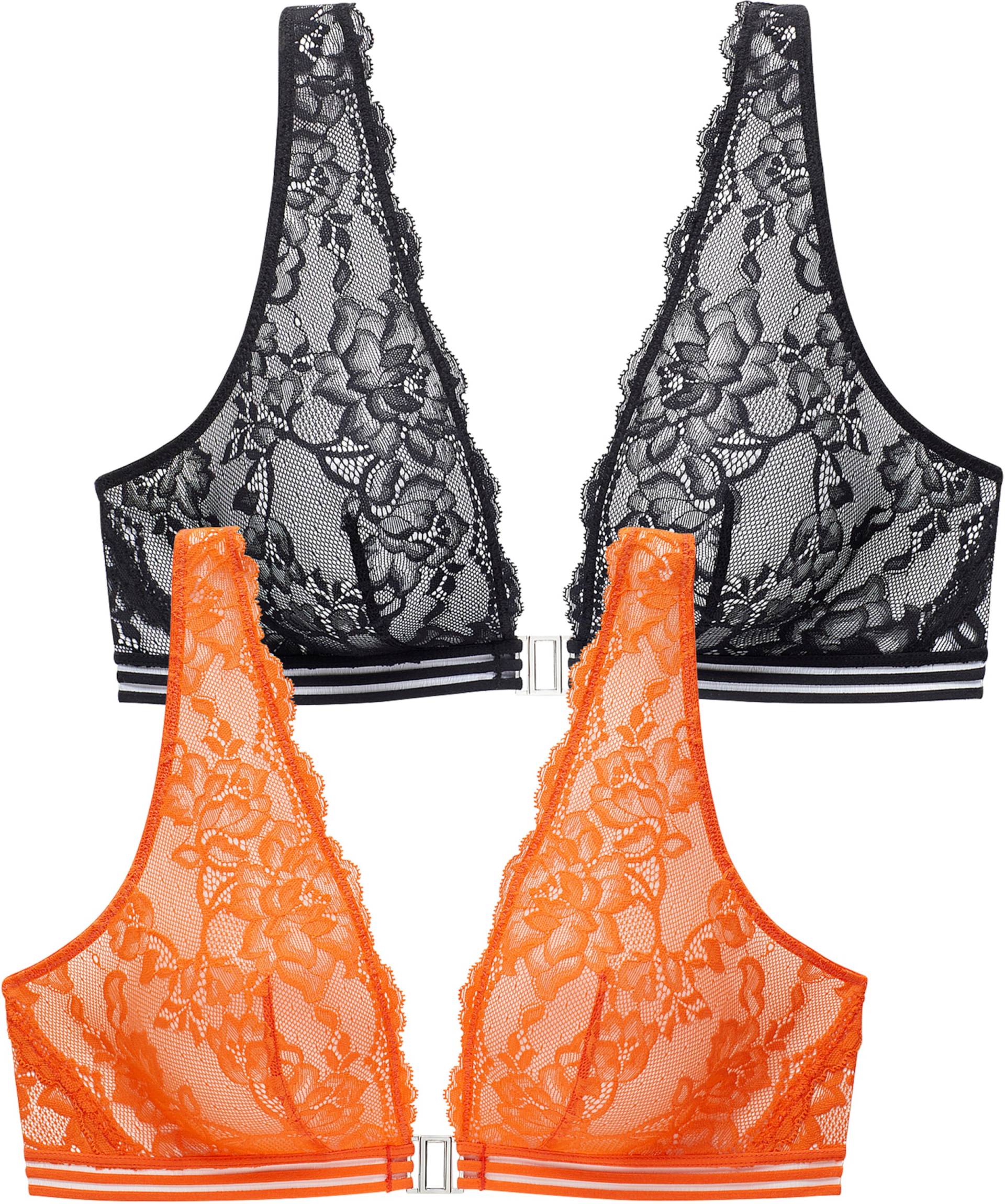 Bralette-BH in orange+schwarz von petite fleur