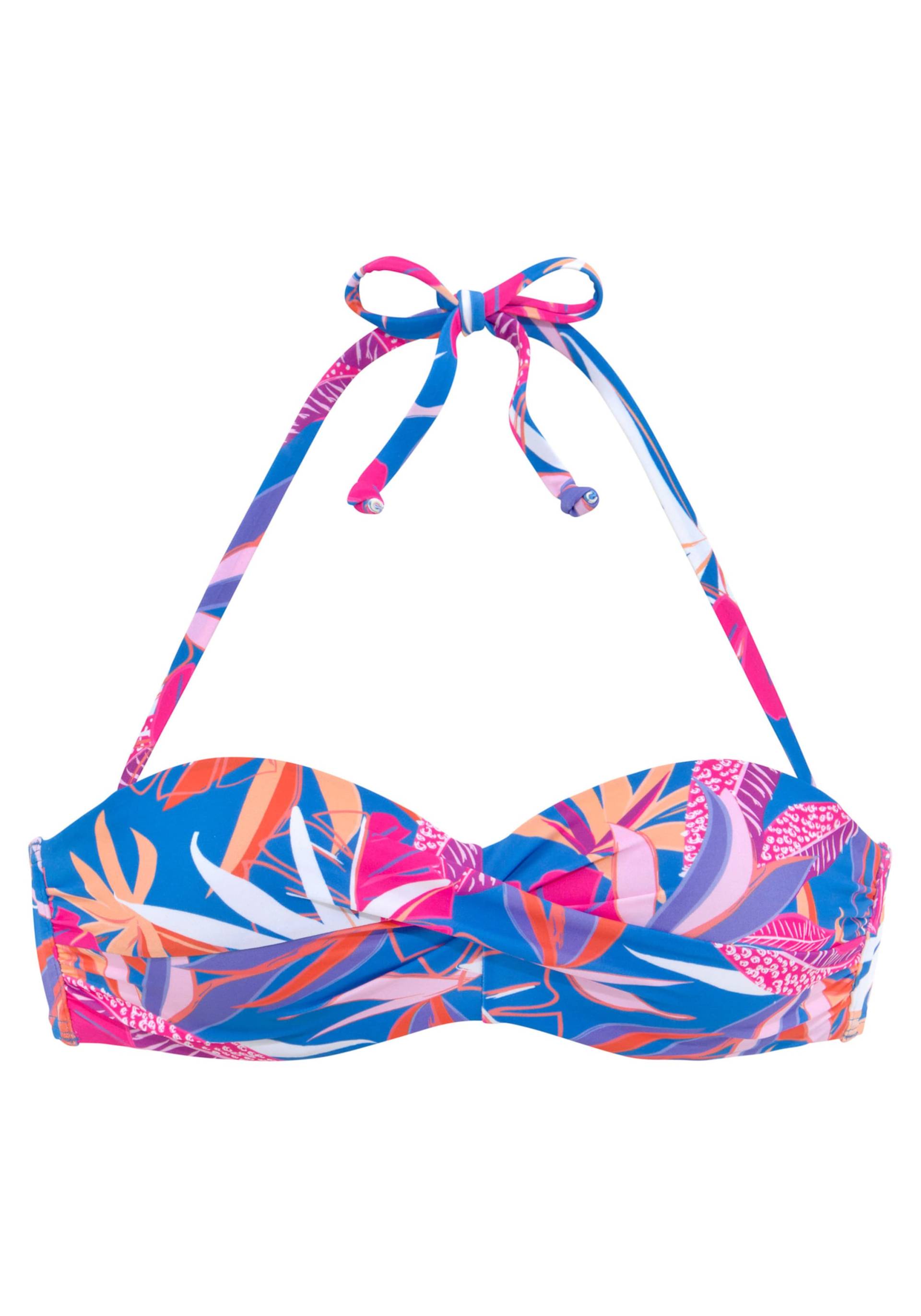 Bügel-Bandeau-Bikini-Top in blau-pink bedruckt von Buffalo