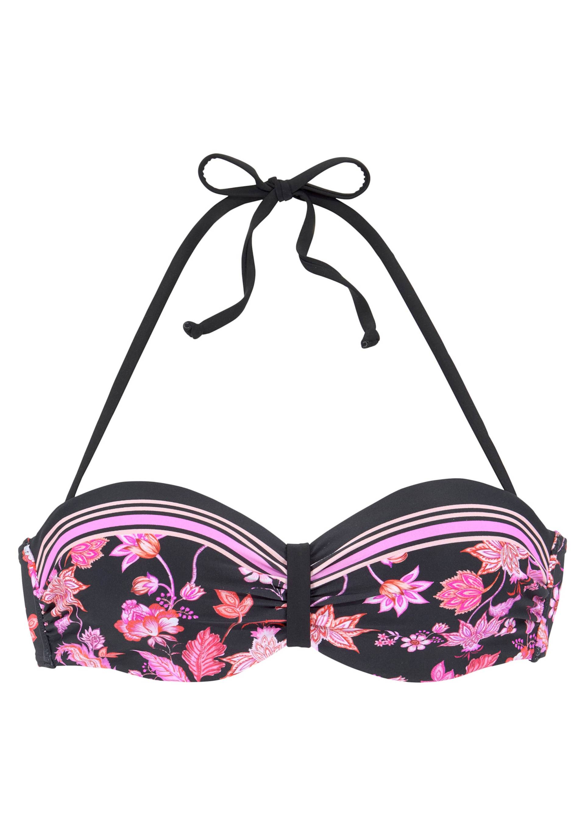 Bügel-Bandeau-Bikini-Top in schwarz-pink von LASCANA