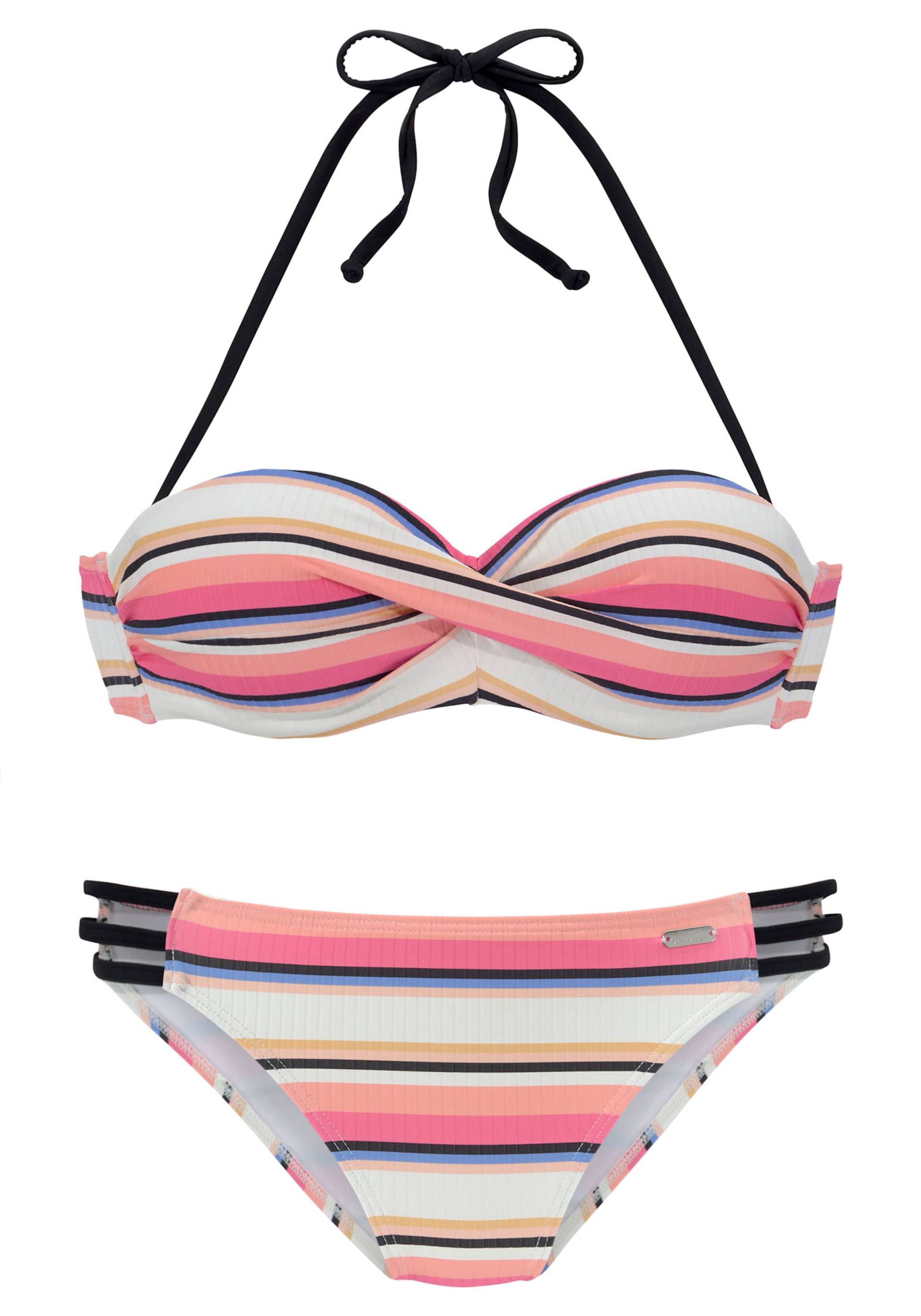 Bügel-Bandeau-Bikini in creme-rosa von Venice Beach