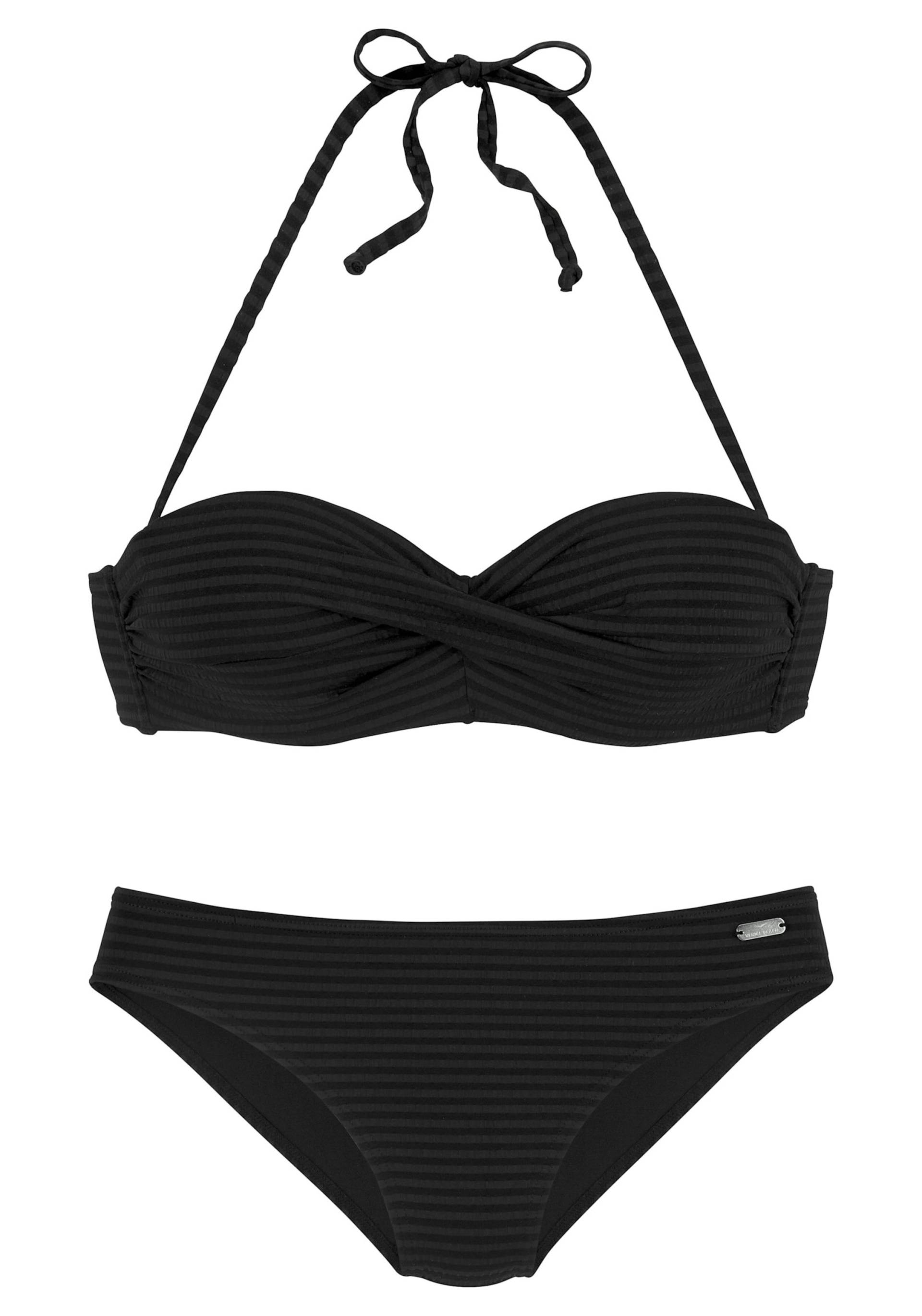 Bügel-Bandeau-Bikini in schwarz von Venice Beach