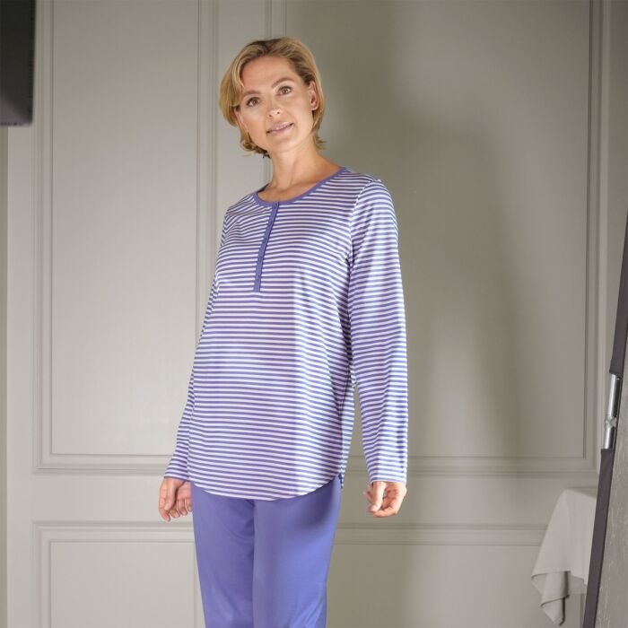 Calida Damen Pyjama lang, blau von Calida