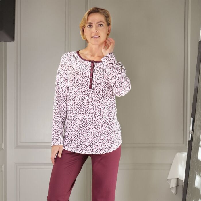 Calida Damen Pyjama lang, bordeaux, S von Calida