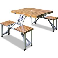 Campingtisch Holz Alu für 4 Personen klappbar von Casaria®