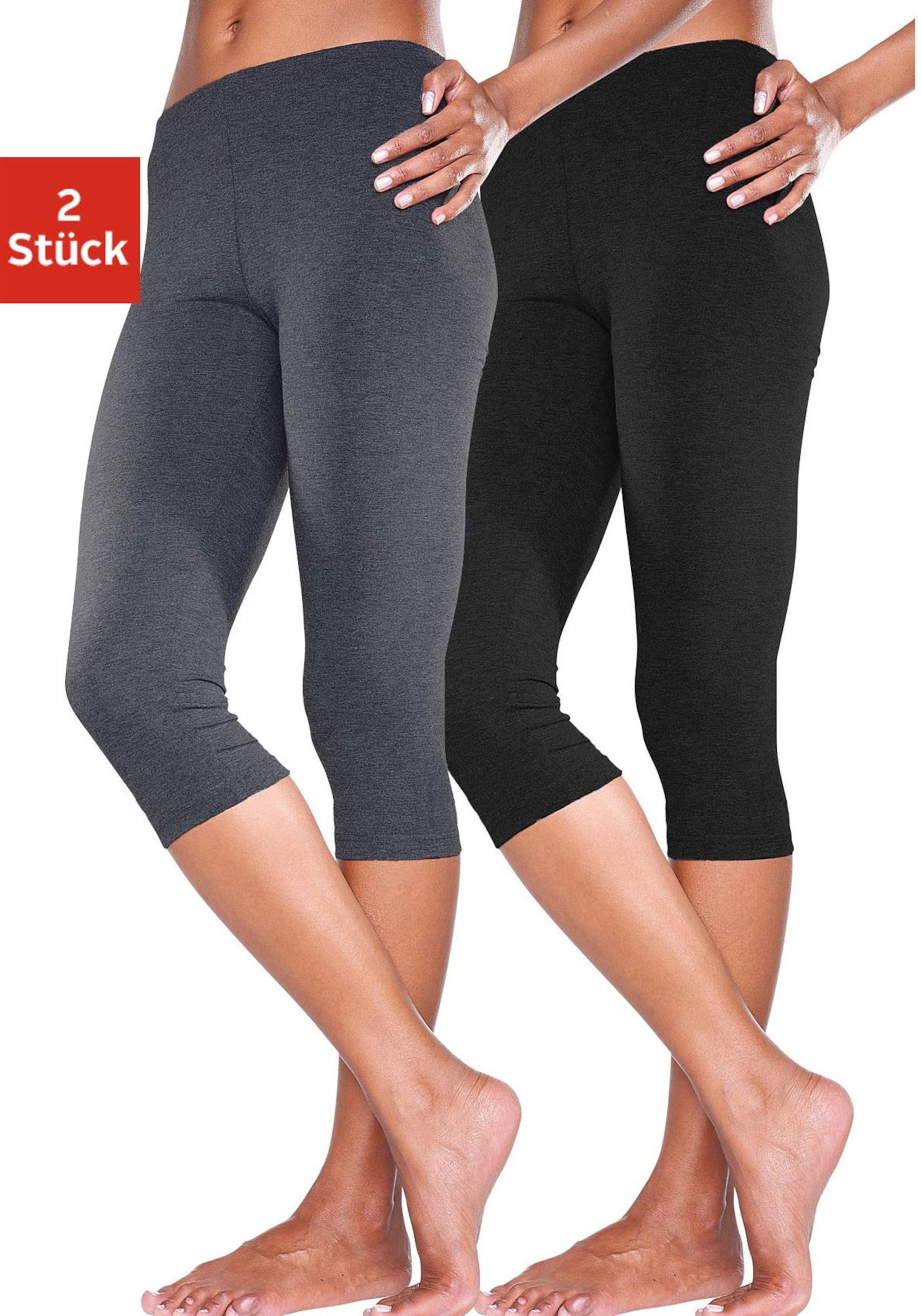 Caprileggings in 1x anthrazit-meliert, 1x schwarz von heine