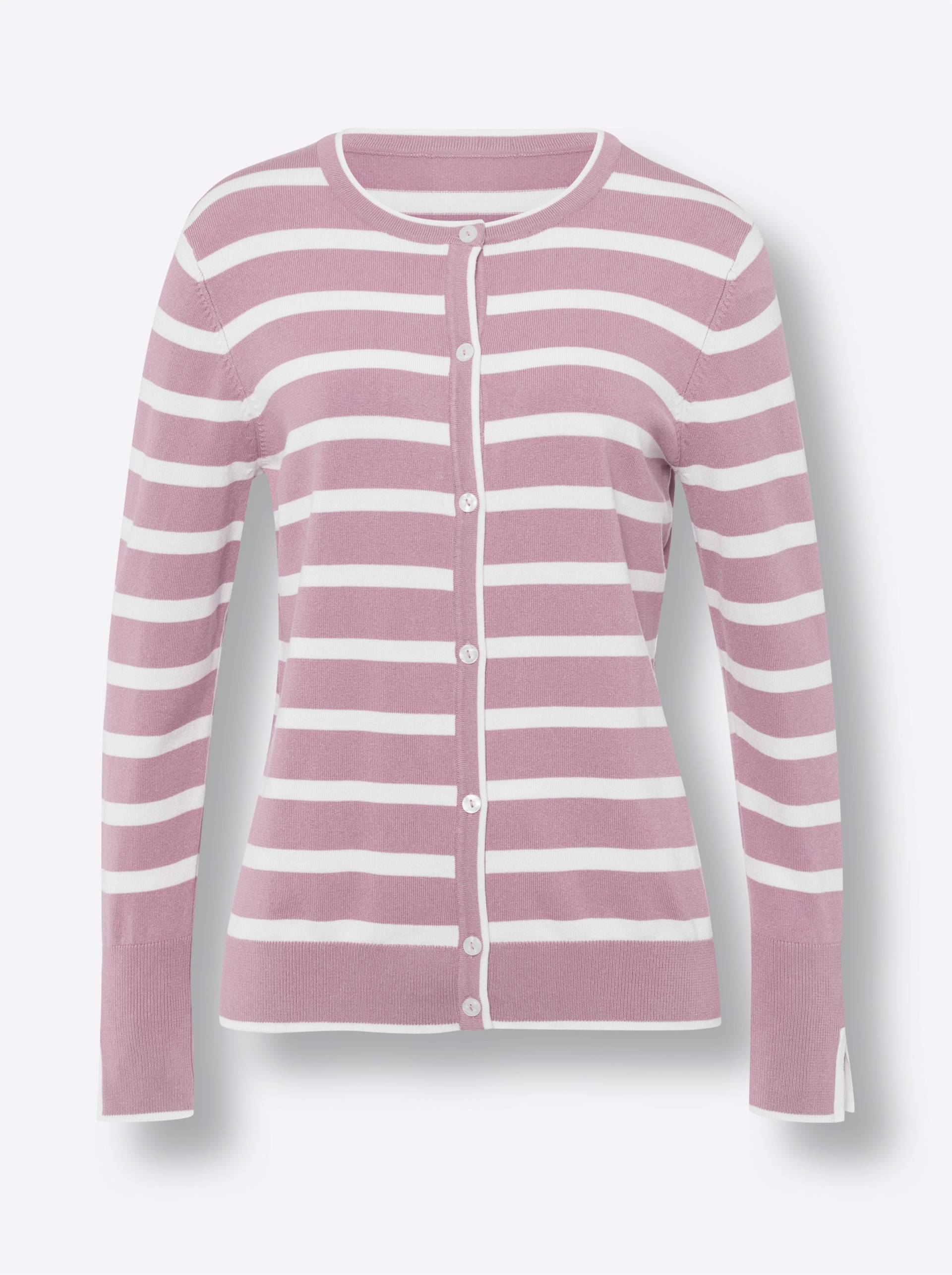 Cardigan in rosé-ecru-gestreift von heine