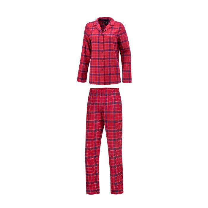 Damen Flanell Pyjama, rot, 40