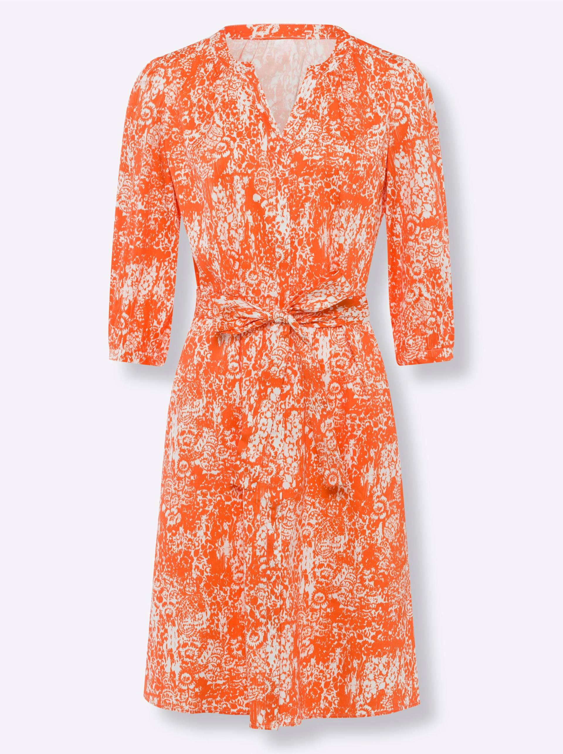 Druck-Kleid in orange-ecru-bedruckt von heine