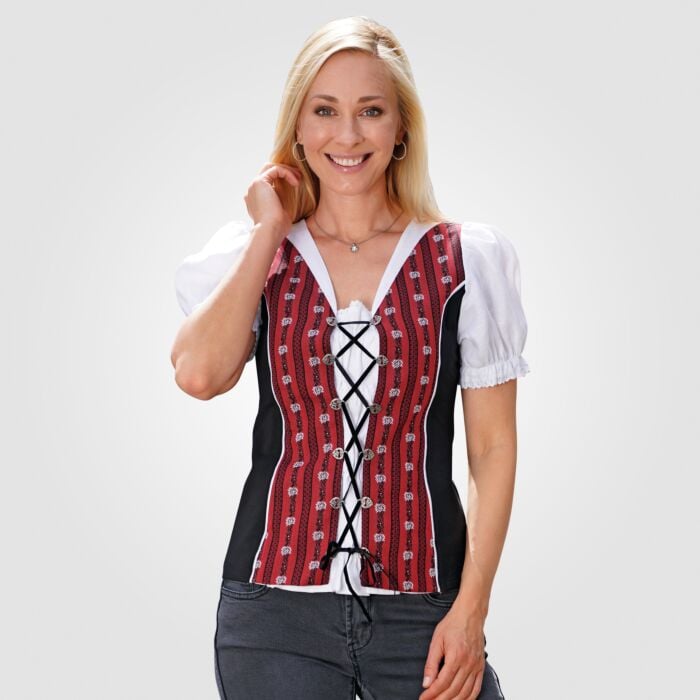 Edelweiss Shirt mit Schnürung rot