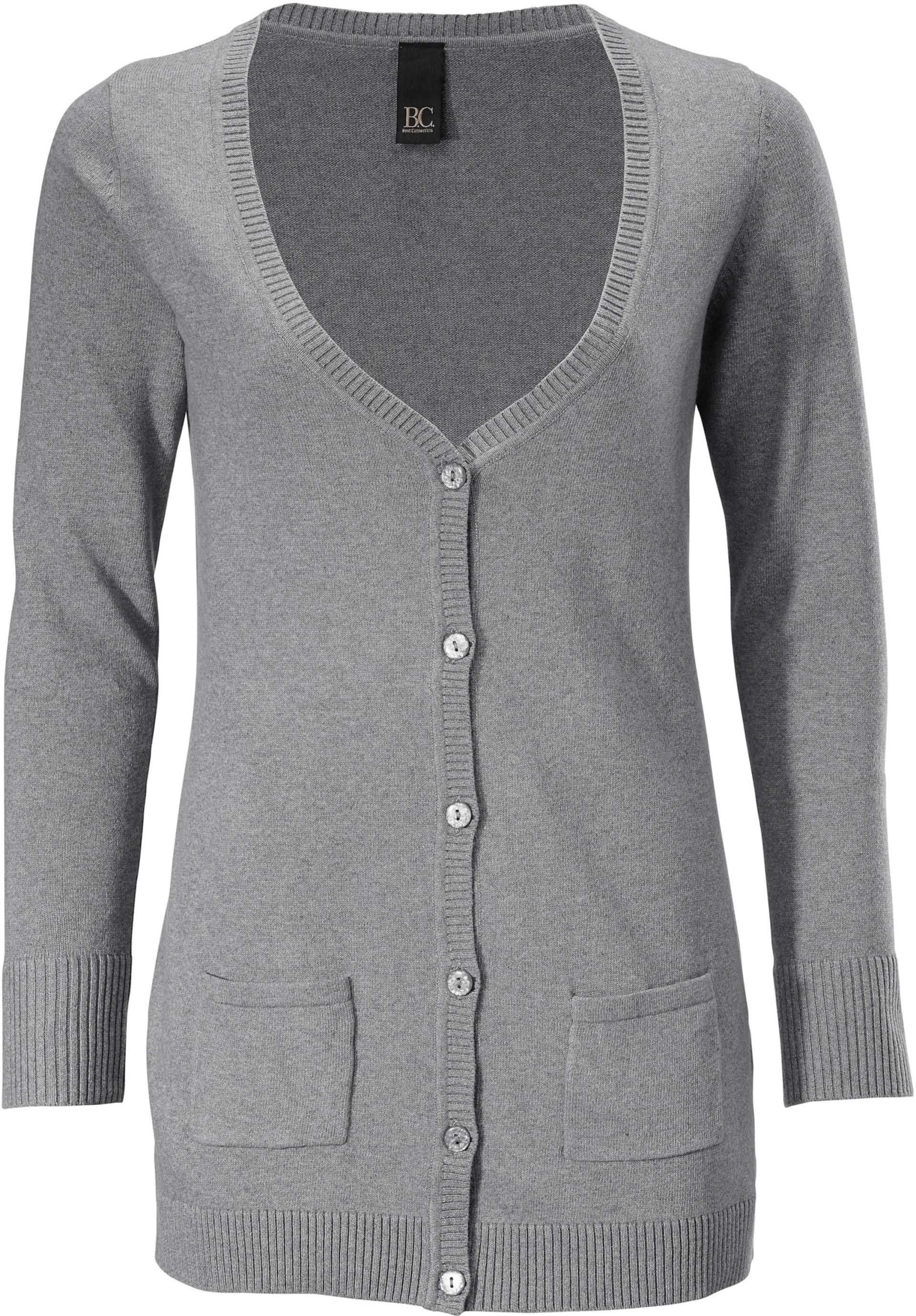 Feinstrickjacke in grau-melange von heine