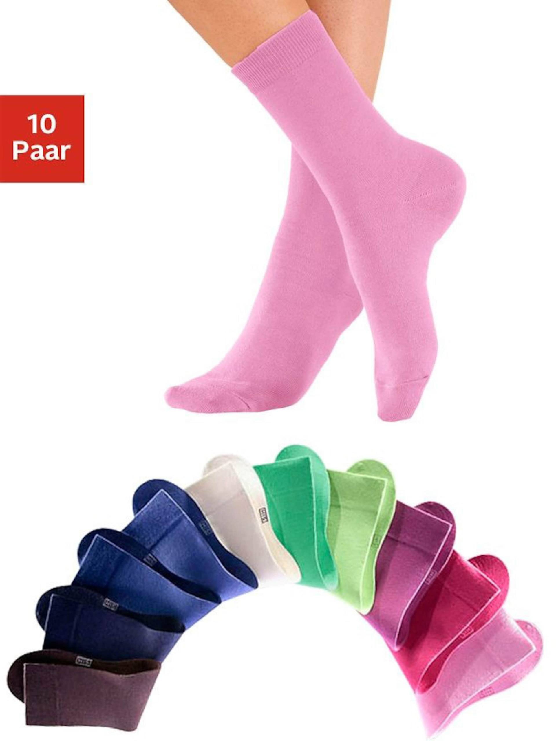 Freizeitsocken in 1x rosa, 1x pink, 1x altrosa, 3x blau, 1x braun, 2x grün, 1x ecru von H.I.S