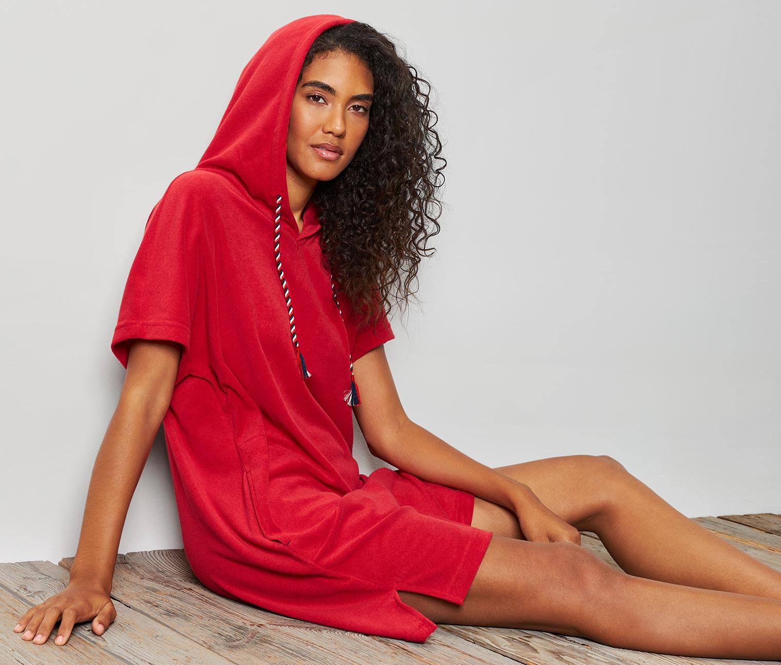 Frottee-Strandkleid, rot