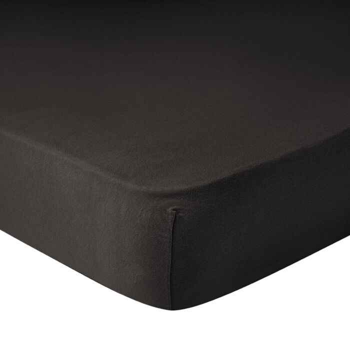 Frottee-Stretch-Fixleintuch, schwarz, 140–160x200 cm von Living Home