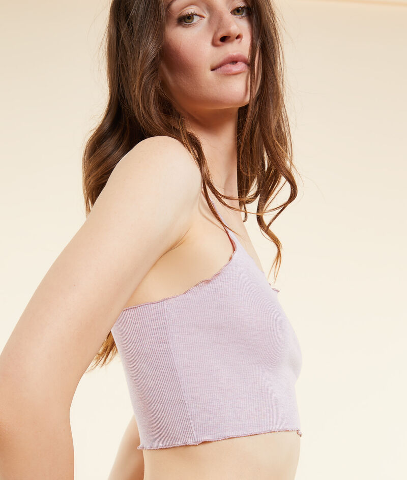 Geripptes crop-top mit trägern, pflanzlich gefärbt Geripptes crop-top mit trägern, pflanzlich gefärbt
