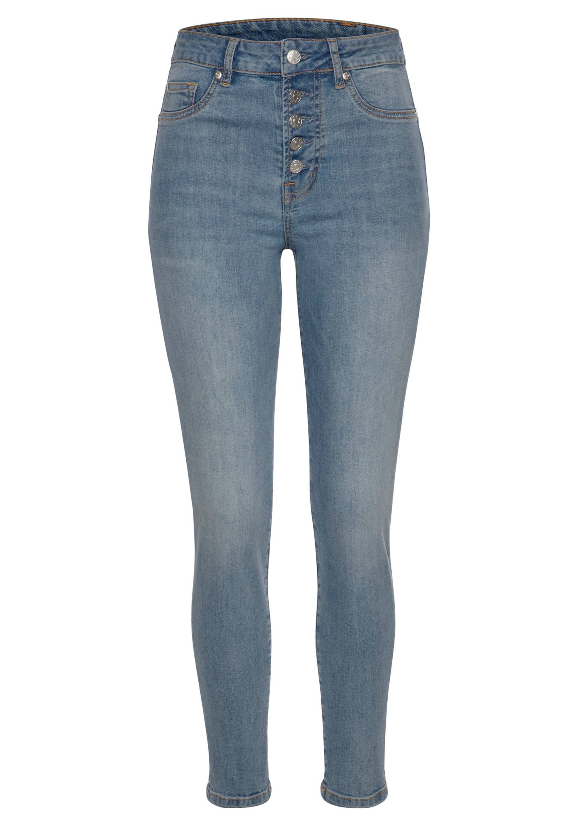 High-waist-Jeans in blue-washed von Buffalo