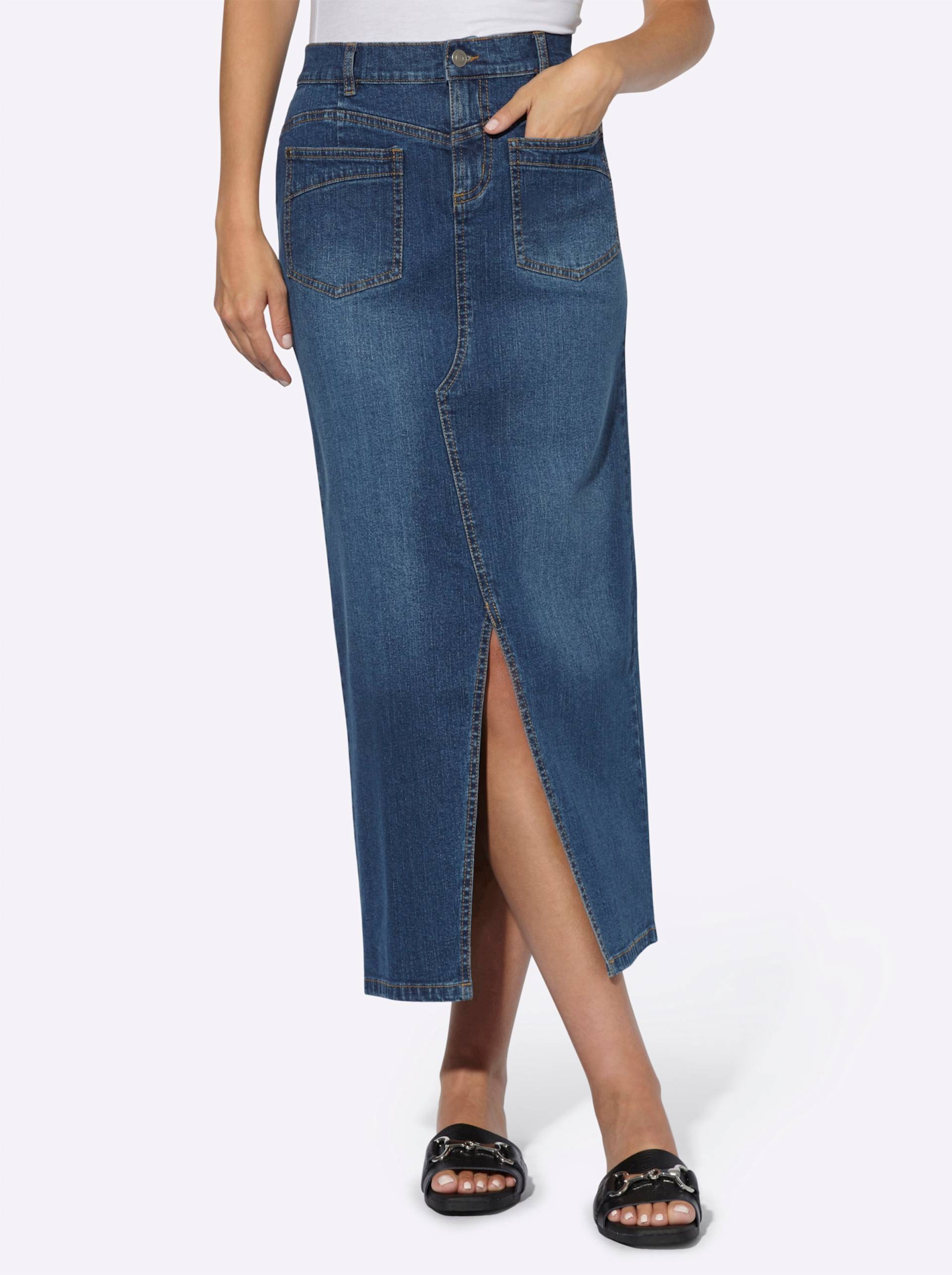 Jeans-Rock in blue-stone-washed von heine