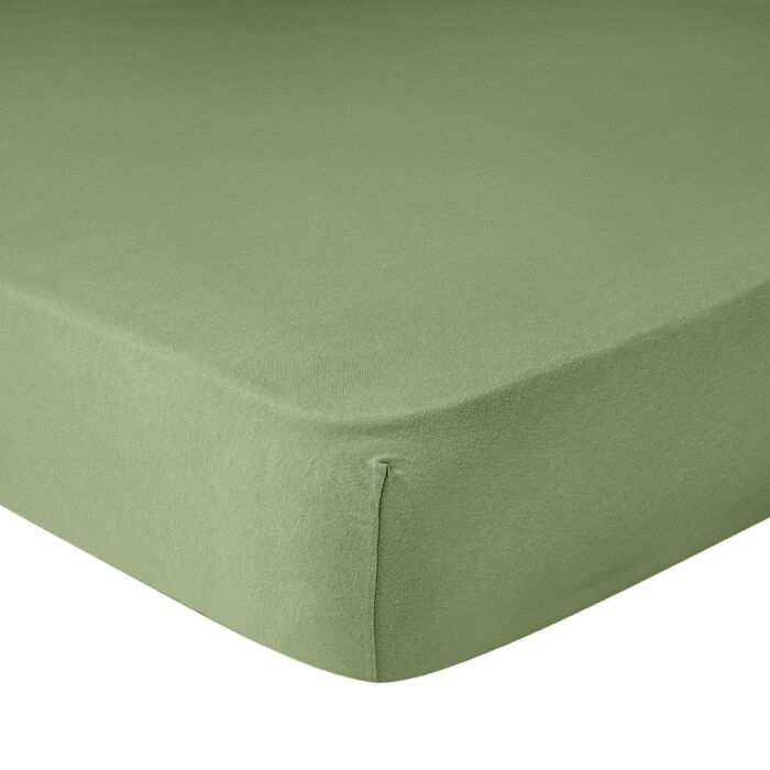 Feinjersey-Fixleintuch, olive, 120x200 cm von Living Home