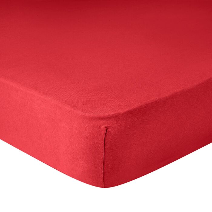 Feinjersey-Fixleintuch, rot, 180–200x200 cm von Living Home