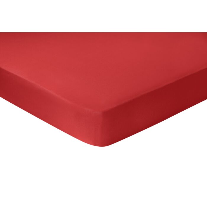 Jersey-Fixleintücher gezwirnte und gasierte Baumwolle, rot, 90–100x190–200 cm von Living Home