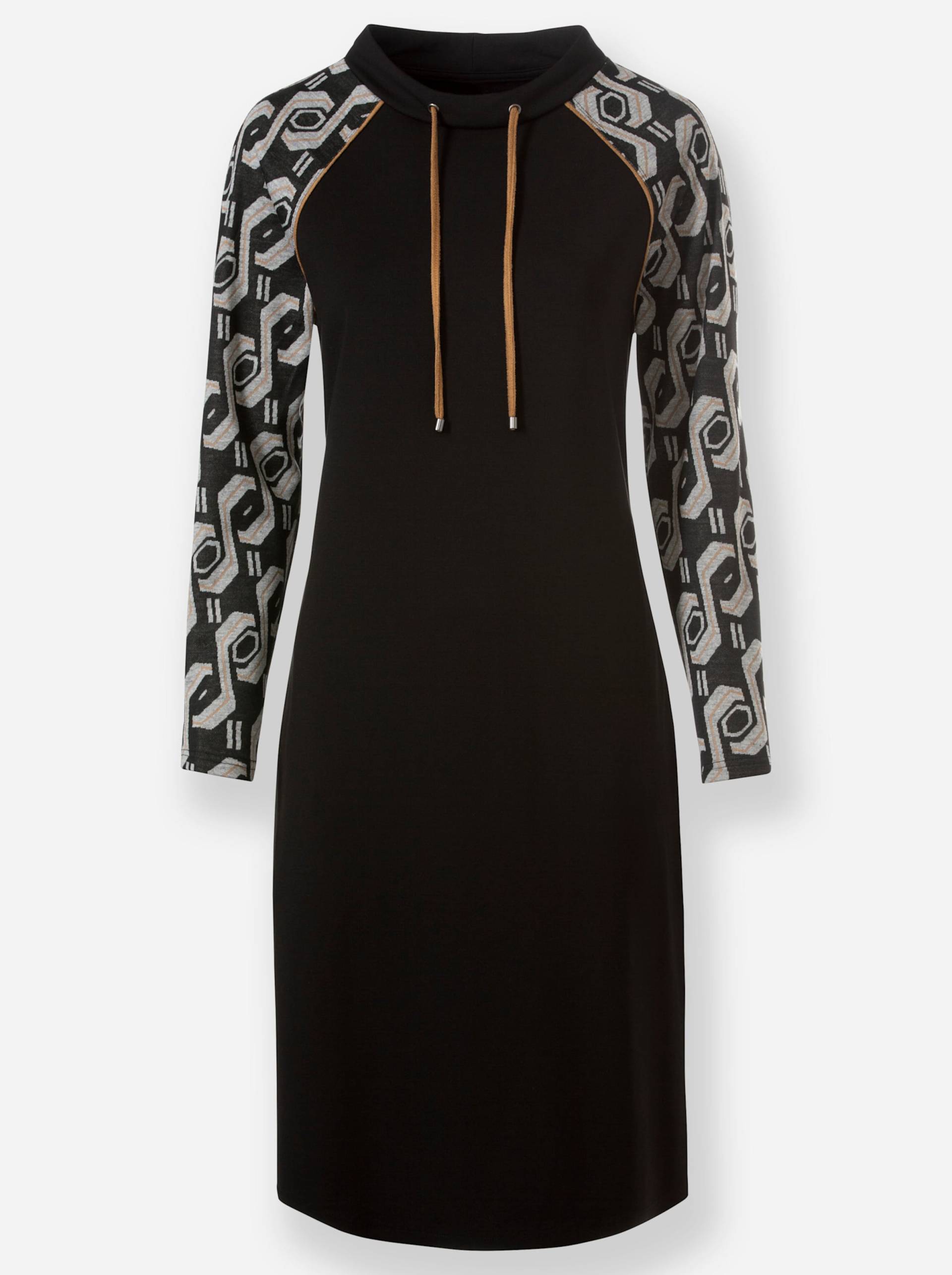 Jersey-Kleid in schwarz-camel-bedruckt von heine