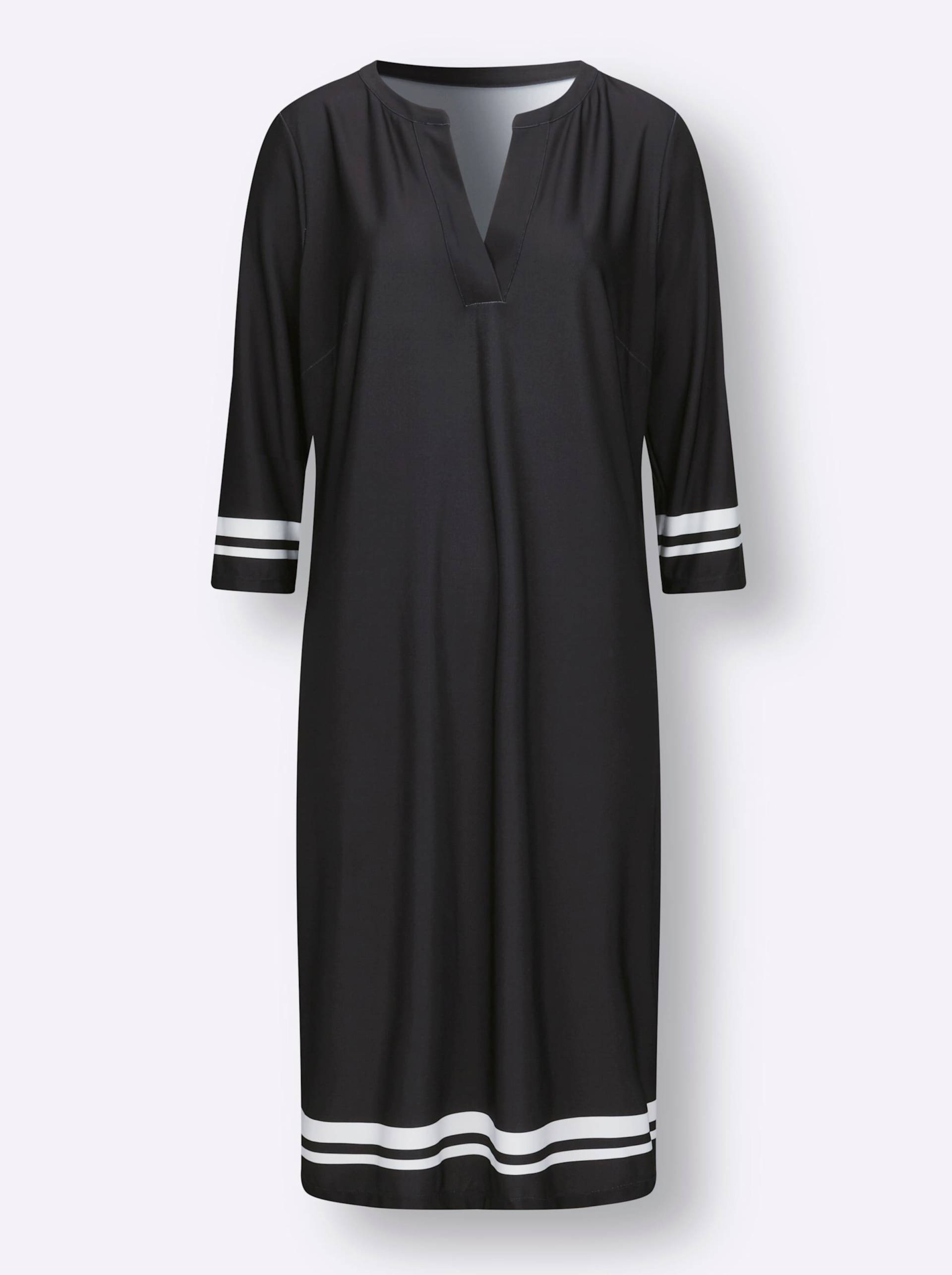 Jerseykleid in schwarz-ecru von heine