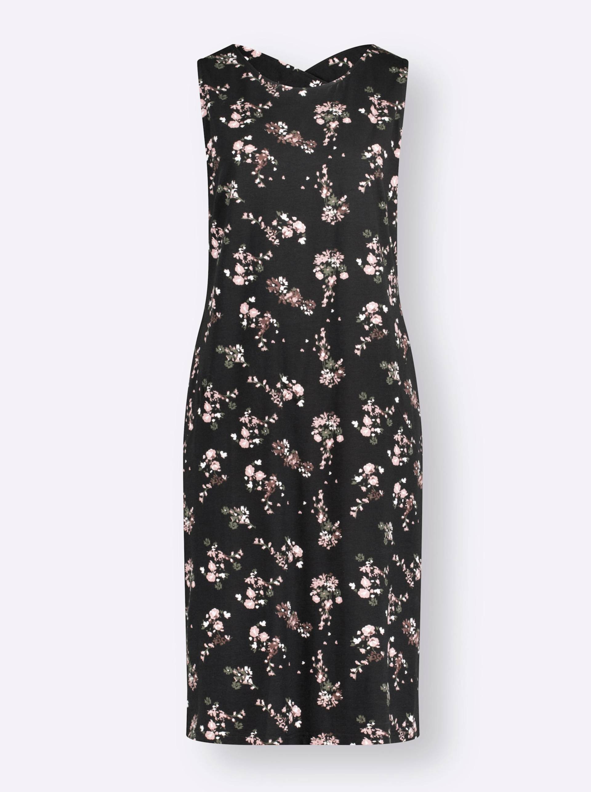 Jerseykleid in schwarz-rosenquarz-bedruckt von heine