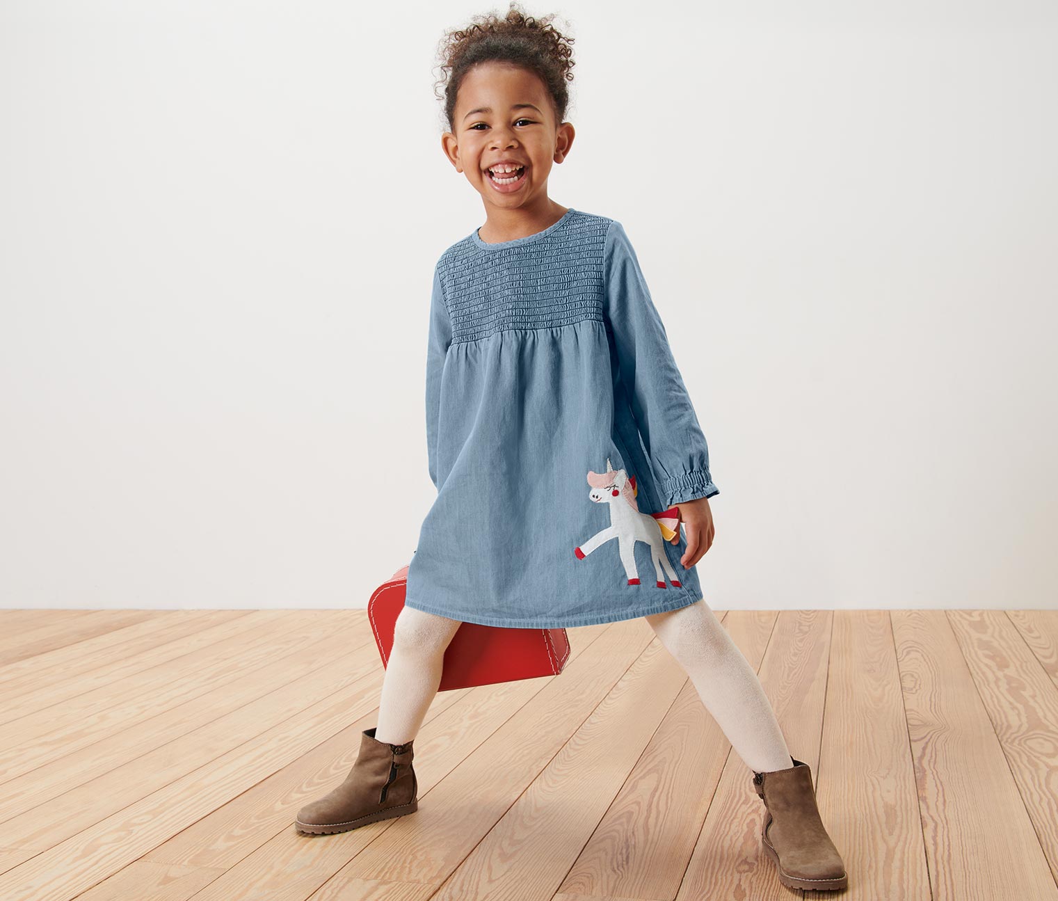 Kinder-Chambray-Kleid