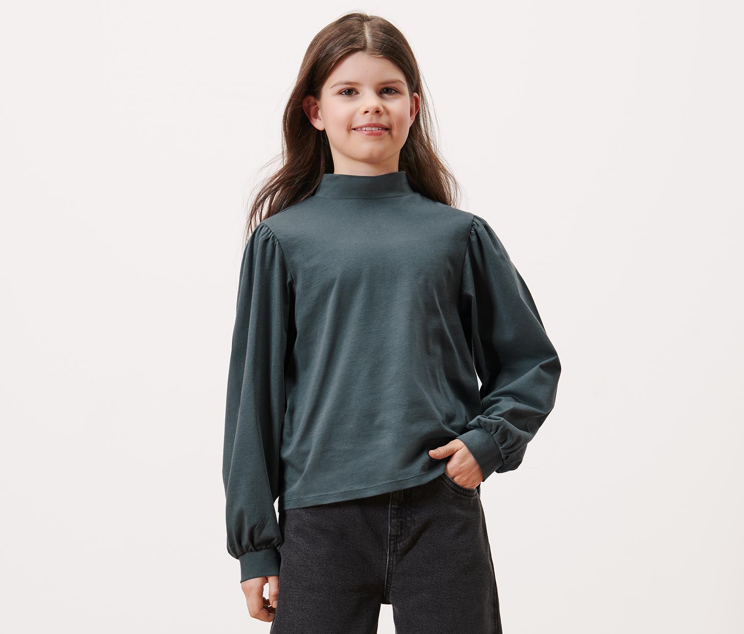 Kinder-Langarmshirt, schieferblau