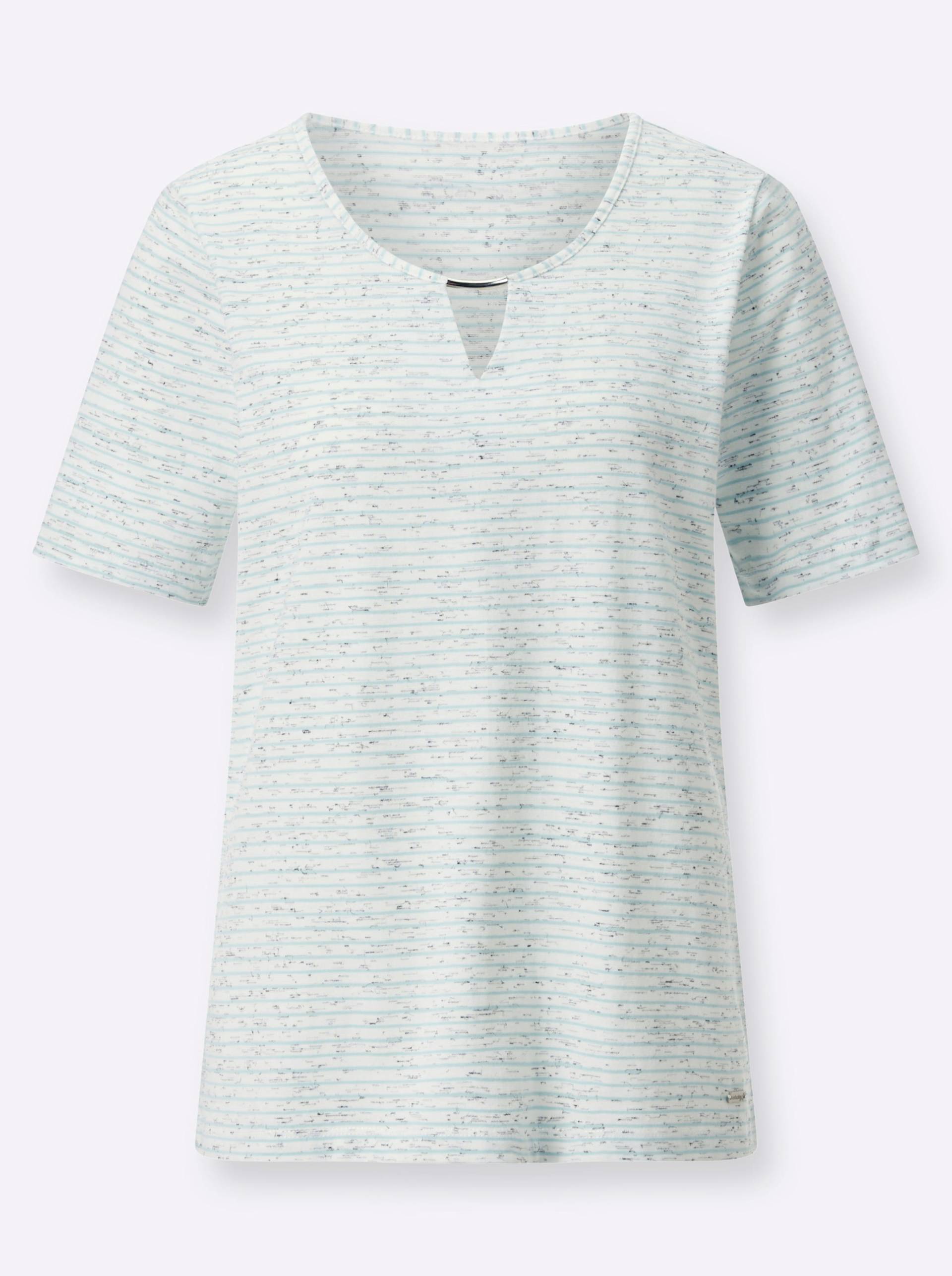 Kurzarmshirt in mint-geringelt von heine