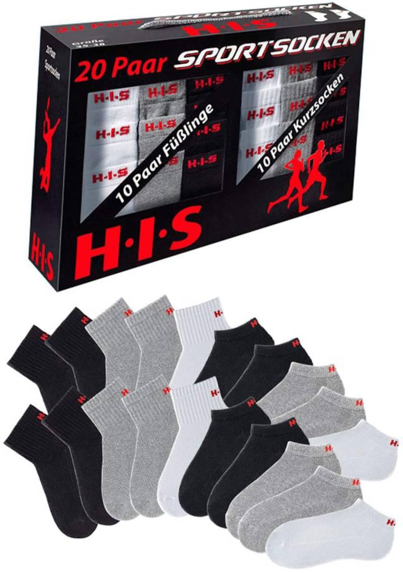 Kurzsocken in weiss, grau, schwarz von H.I.S