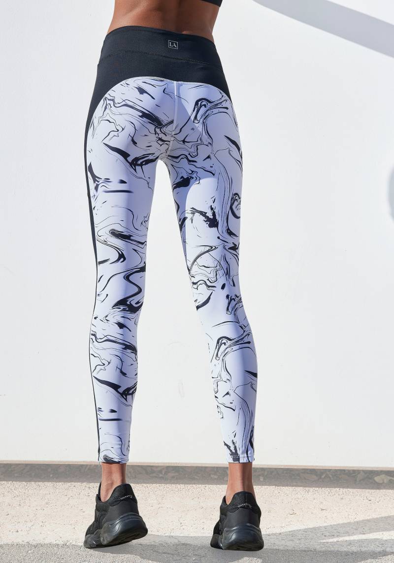 LASCANA ACTIVE Leggings »-Sporthose White Marble«, im Marmor-Muster mit Seitenstreifen von LASCANA ACTIVE