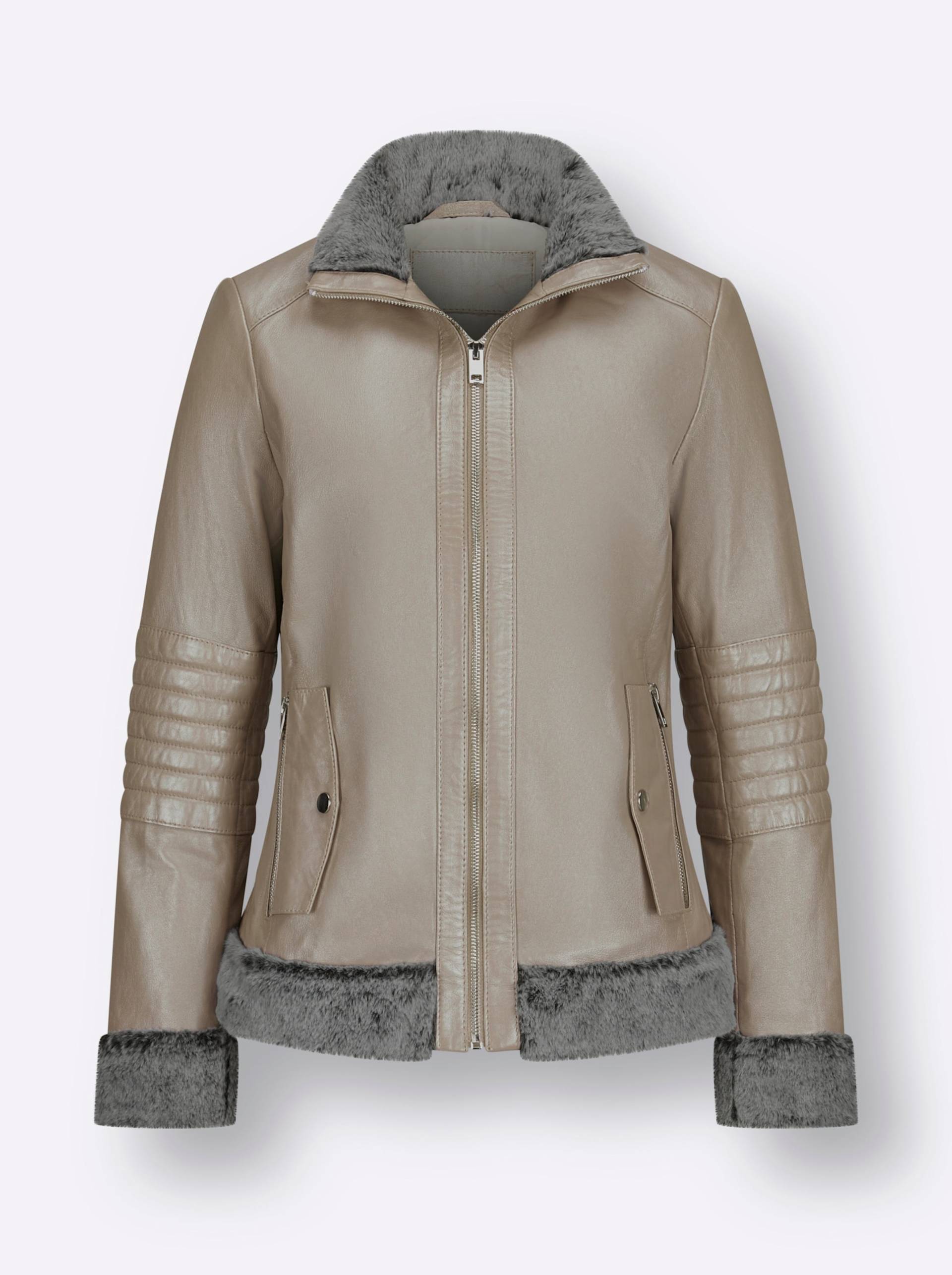 Lammnappa-Lederjacke in beige von Mainpol