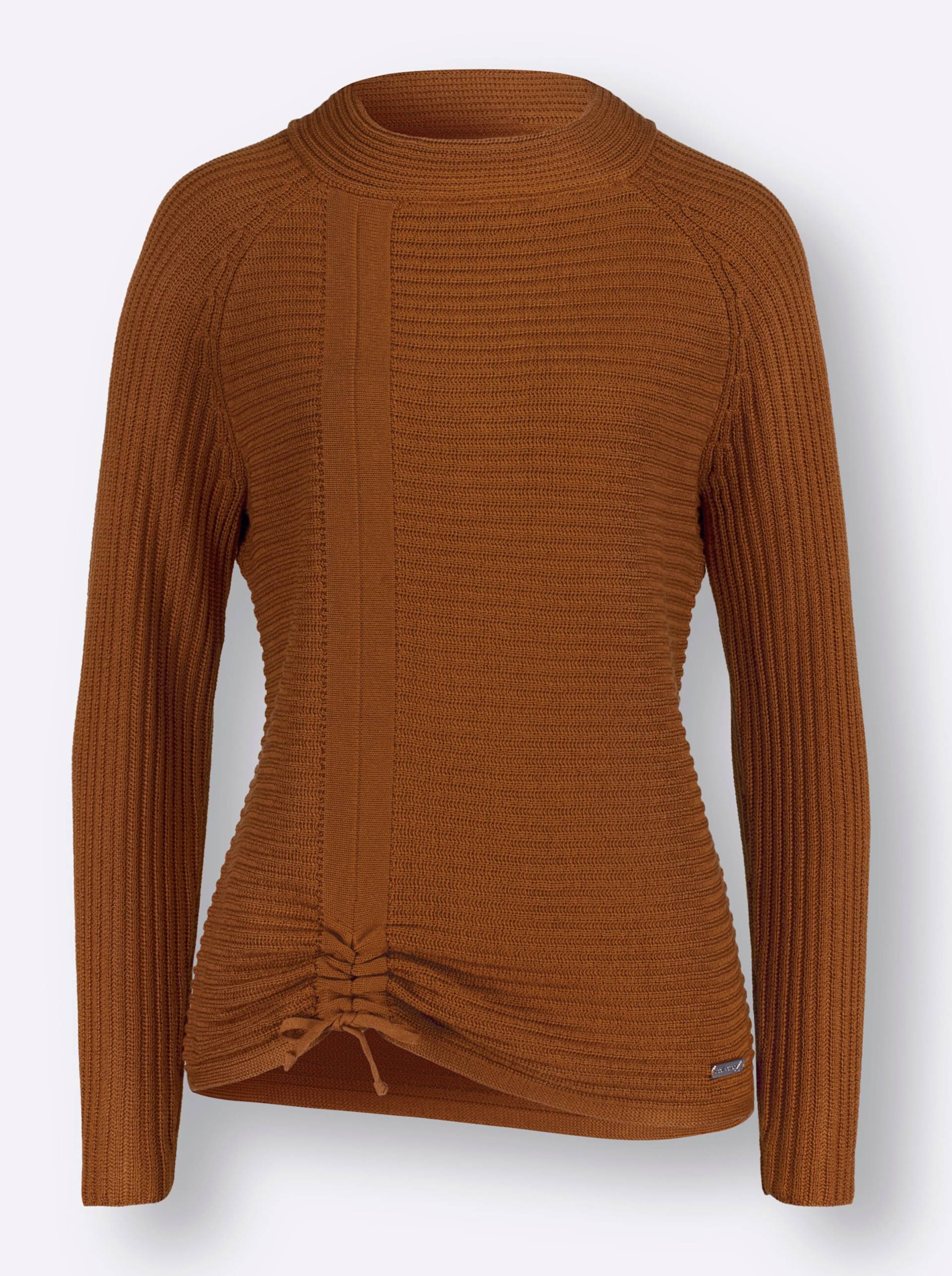 Langarm-Pullover in cognac von heine