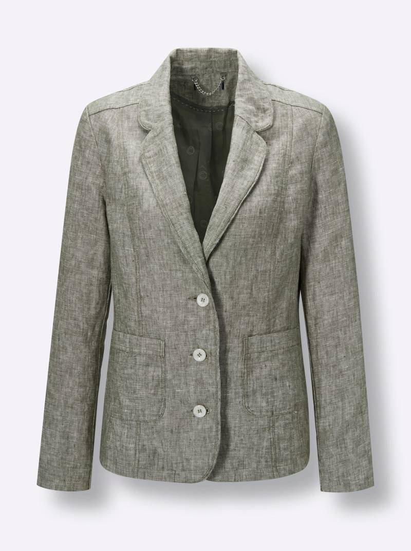 Leinen-Blazer in khaki-weiss-meliert von CREATION L PREMIUM