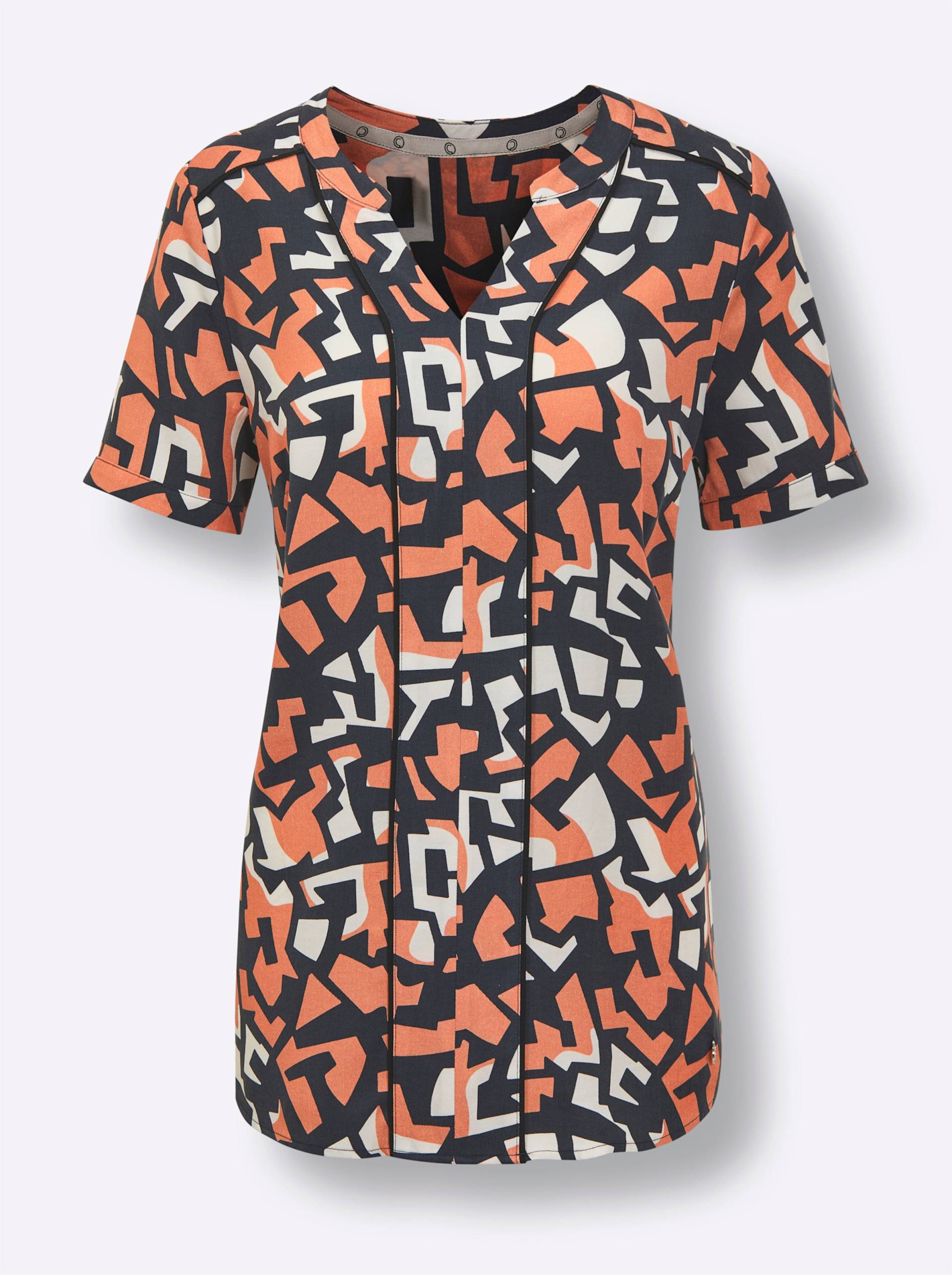 Lyocell-Bluse in papaya-ecru von CREATION L PREMIUM