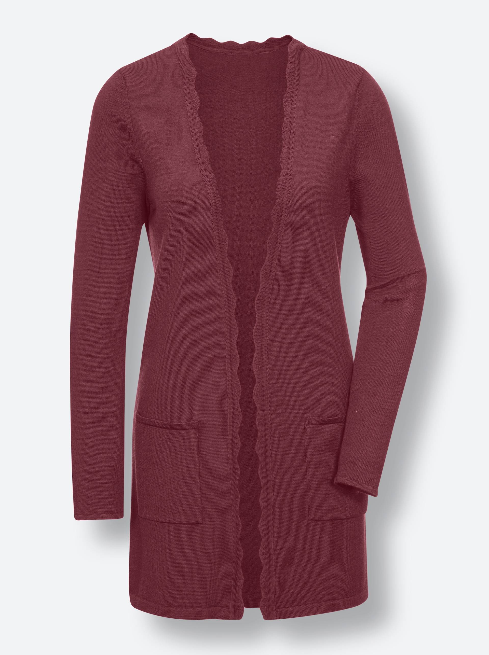 Merino-Seiden-Strickjacke in bordeaux von CREATION L PREMIUM