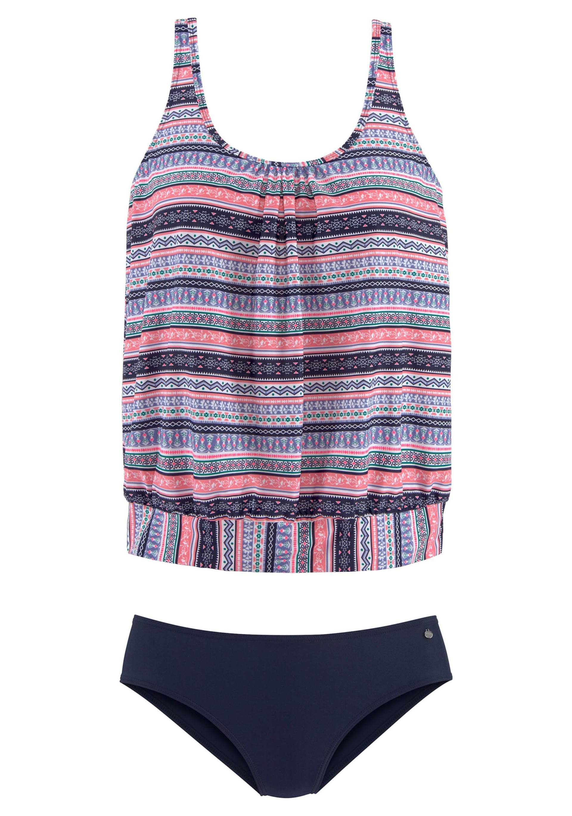 Oversize-Tankini in blau-rosa-bedruckt von s.Oliver