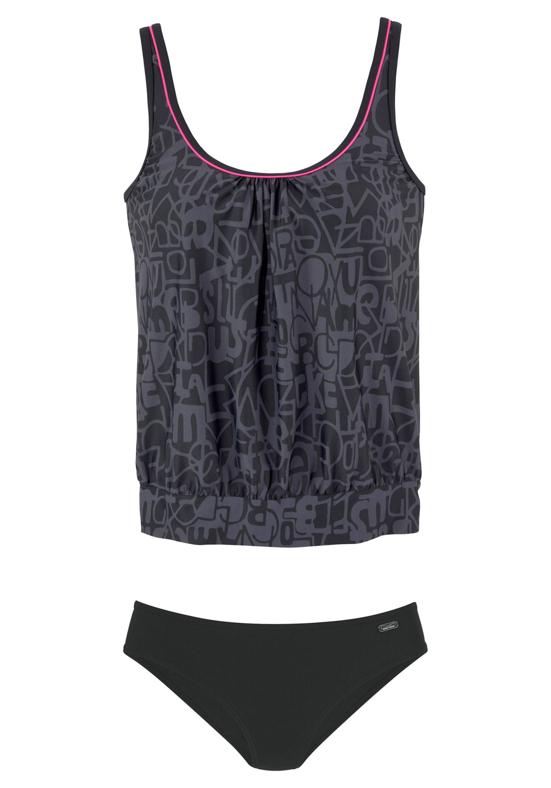 Oversize-Tankini in schwarz-grau von Venice Beach