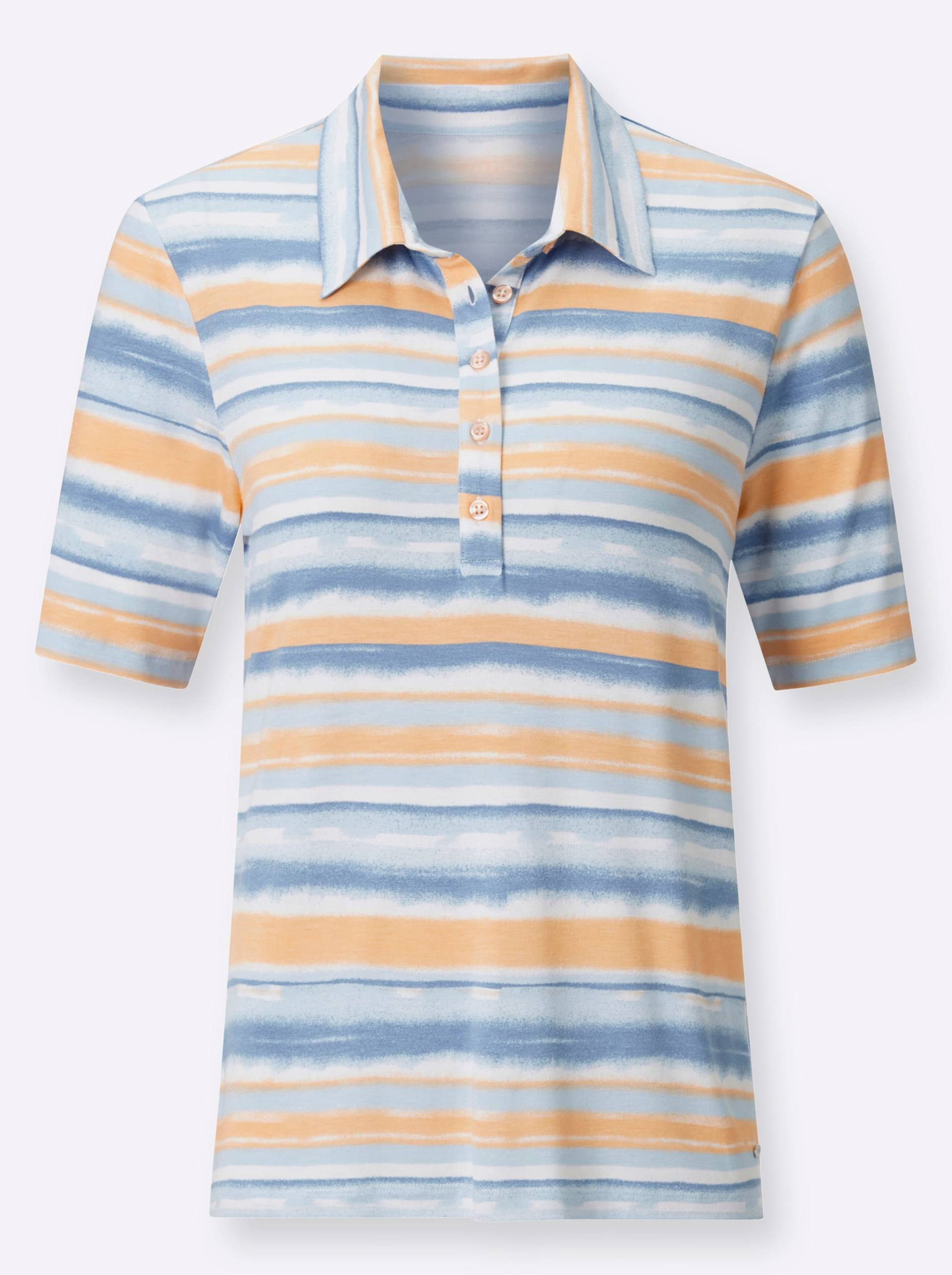 Poloshirt in eisblau-apricot-geringelt von heine