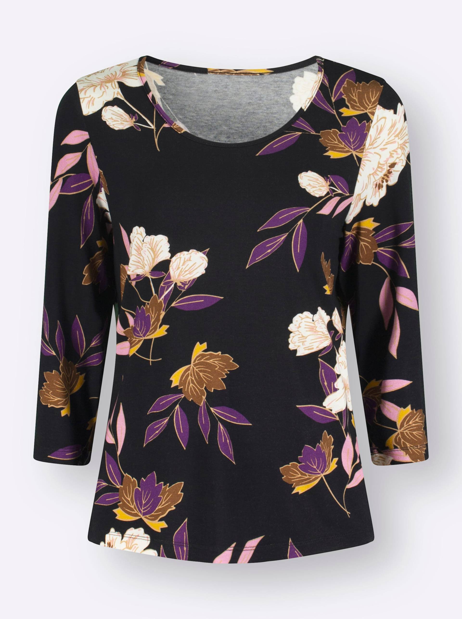 Print-Shirt in lila-ocker-bedruckt von heine