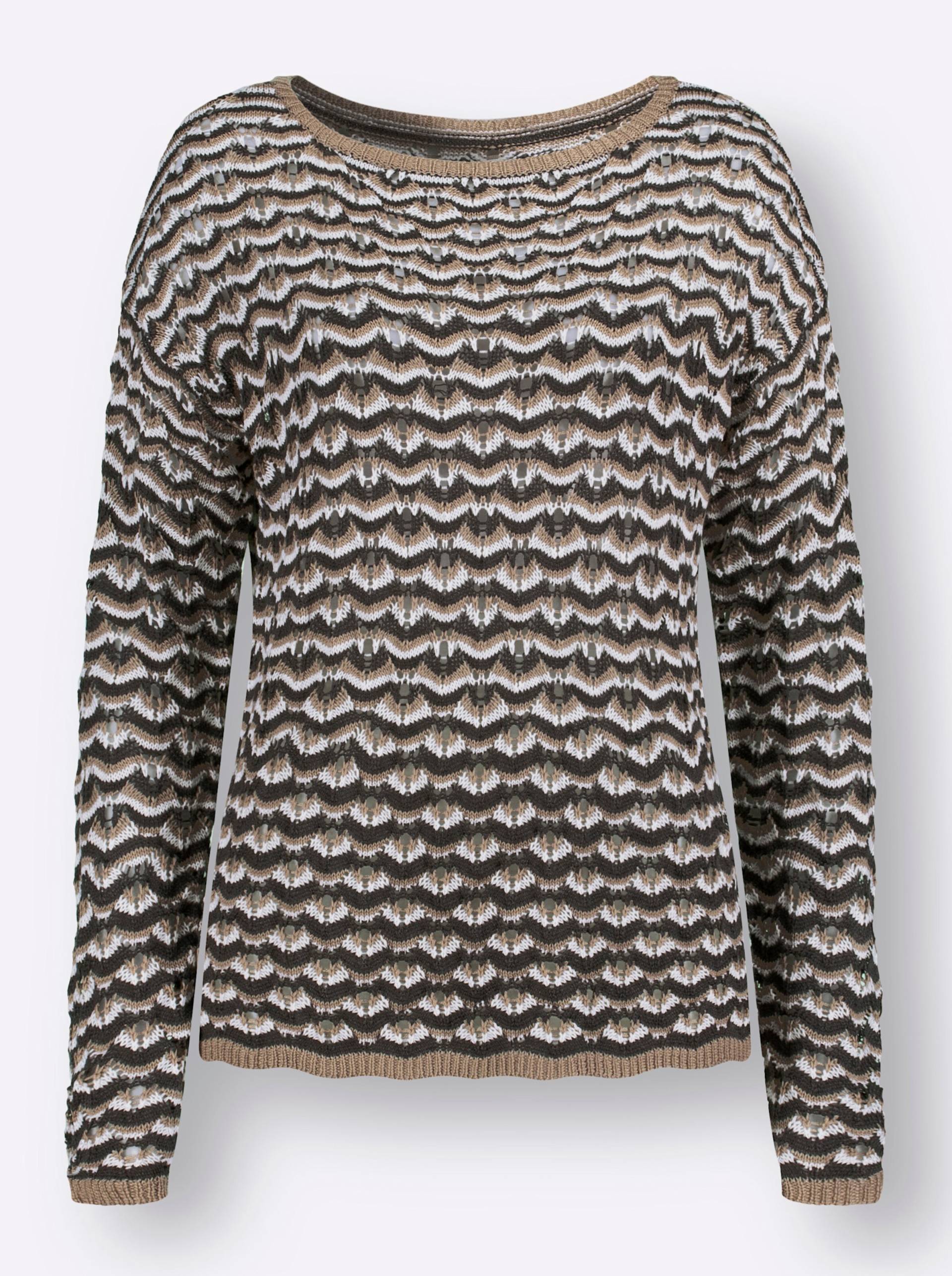 Pullover in beige-ecru-geringelt von heine