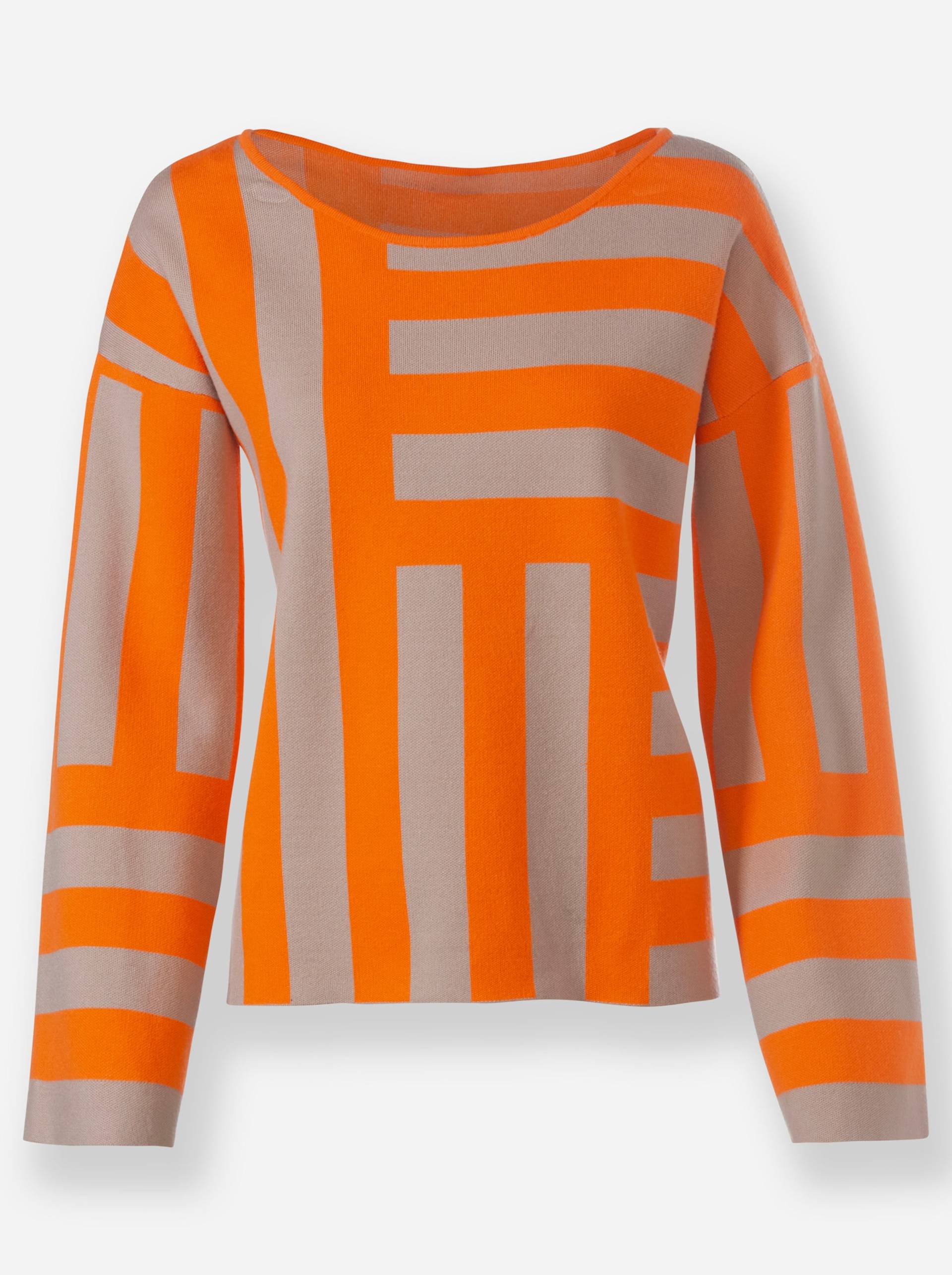 Pullover in beige-orange-gemustert von heine