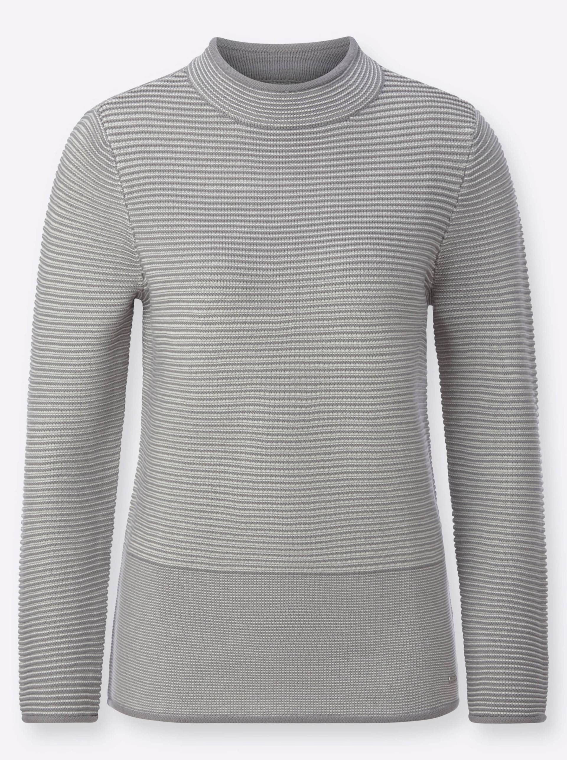 Pullover in grau-ecru-geringelt von heine