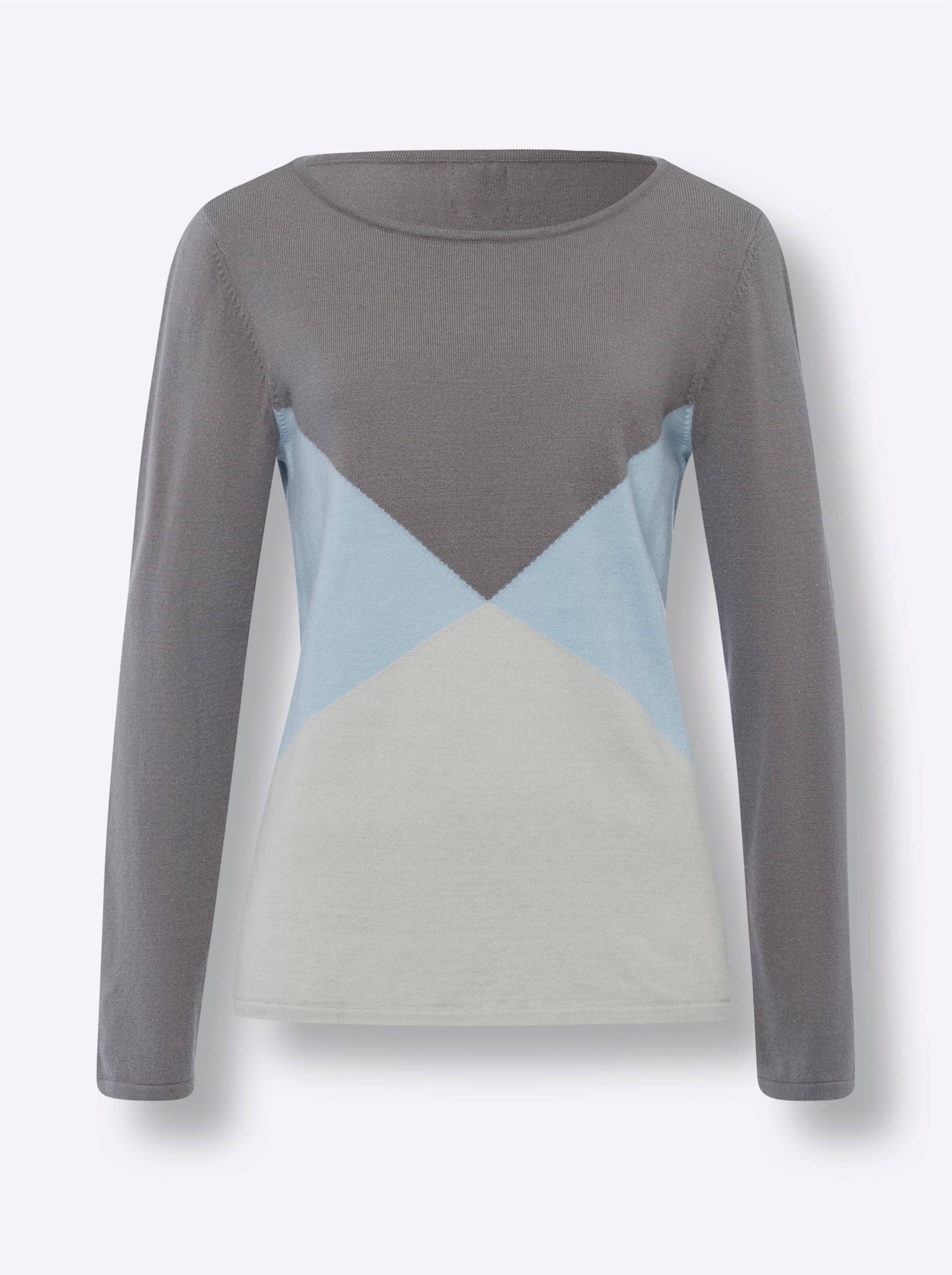 Pullover in grau-hellblau-gemustert von heine