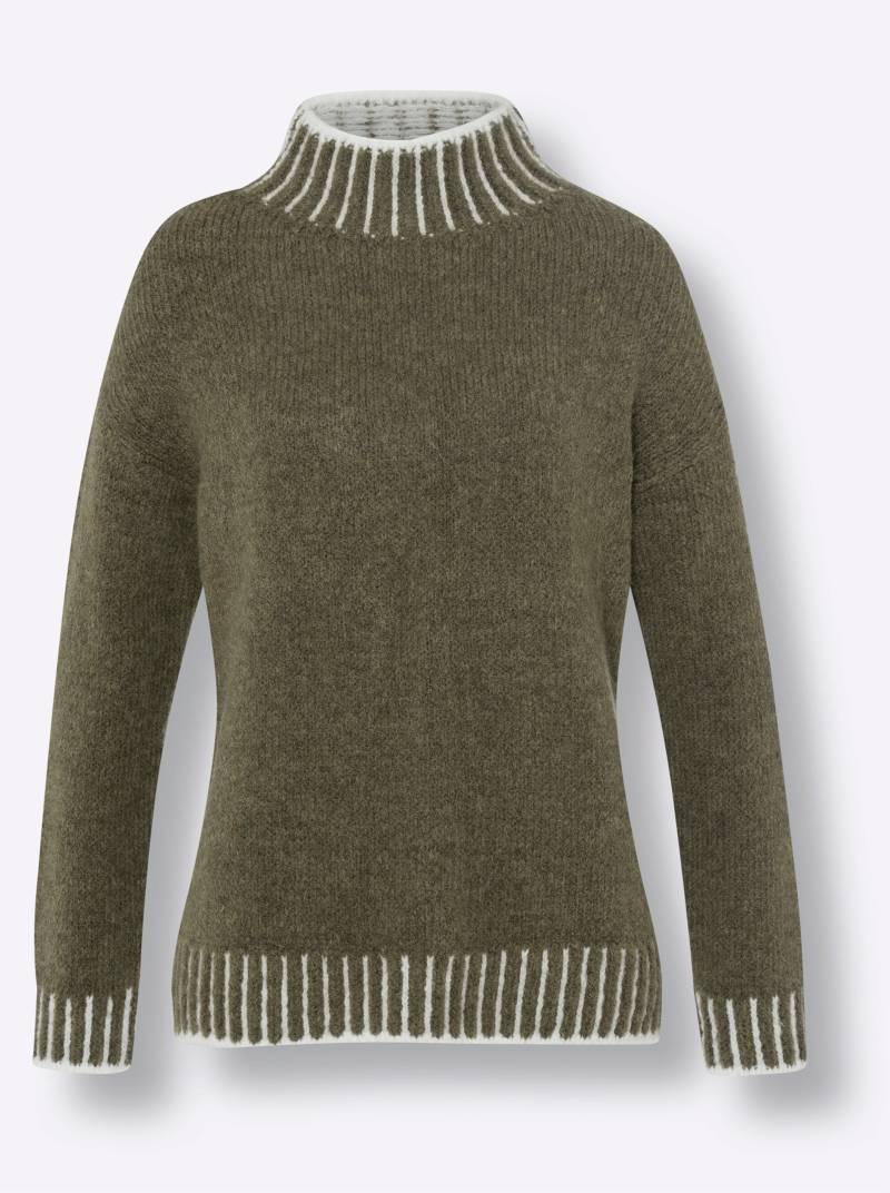 Pullover in khaki-ecru-meliert von heine