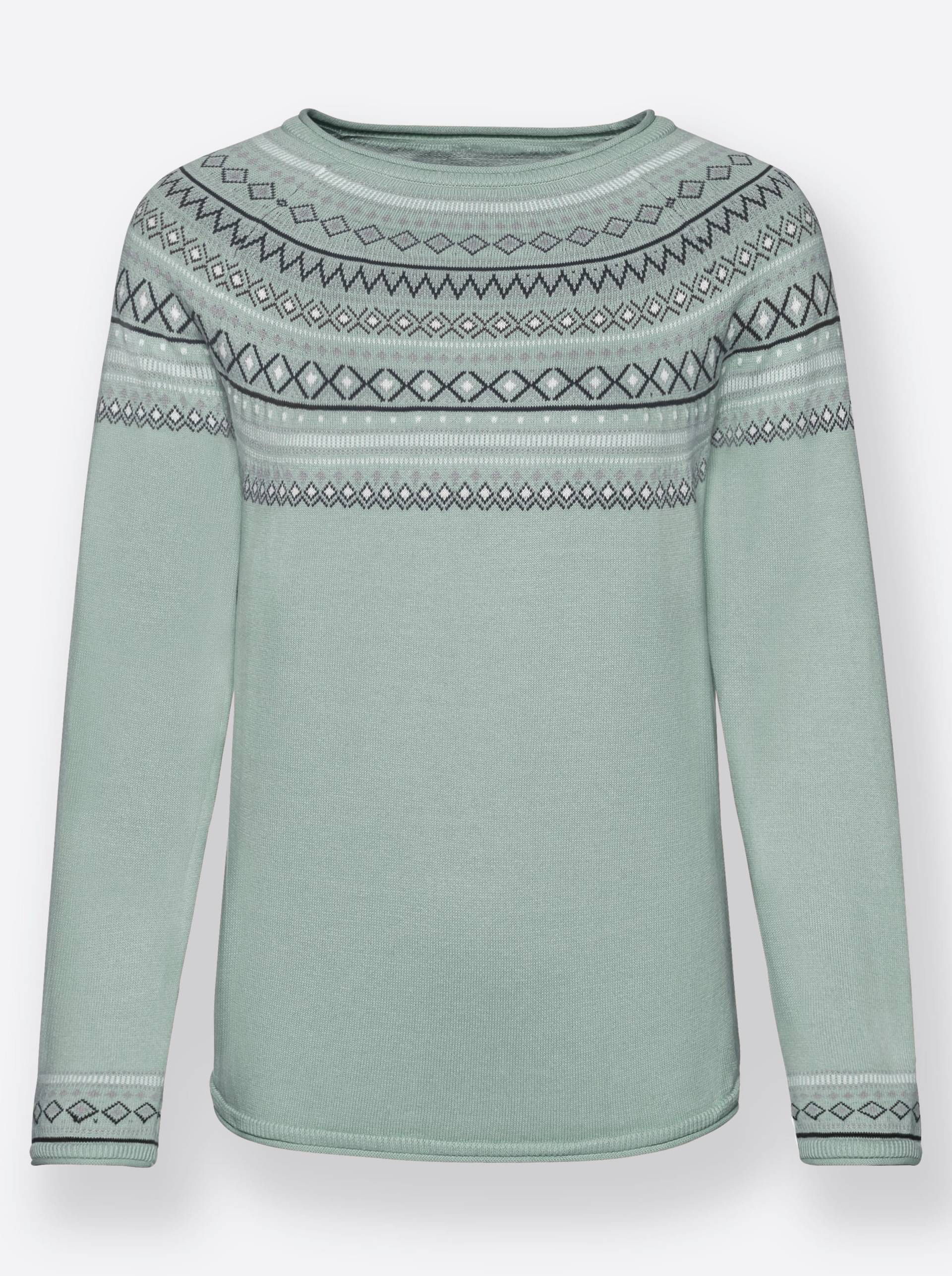 Norwegerpullover in mint-gemustert von heine