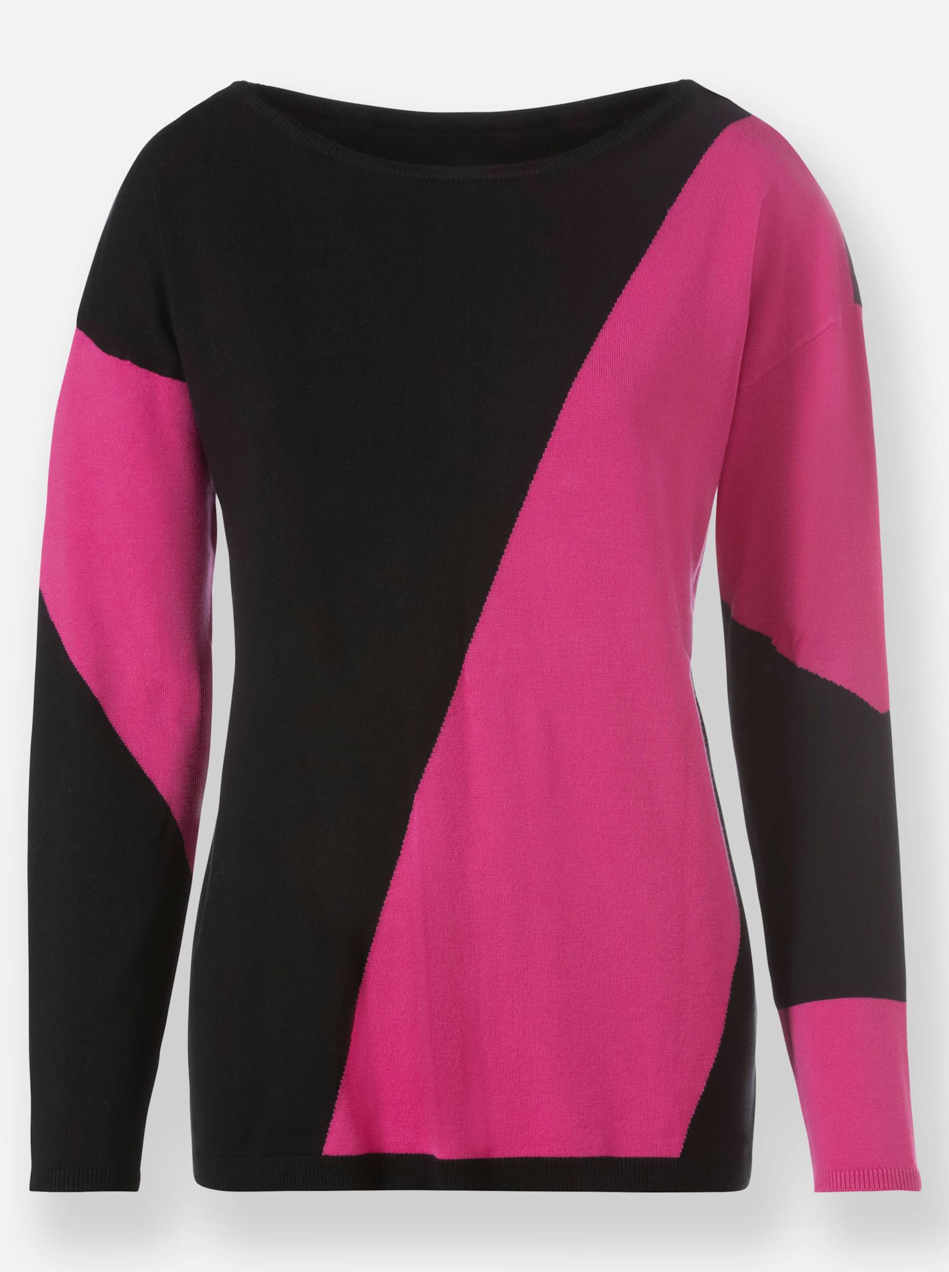 Pullover in schwarz-fuchsia-gemustert von heine